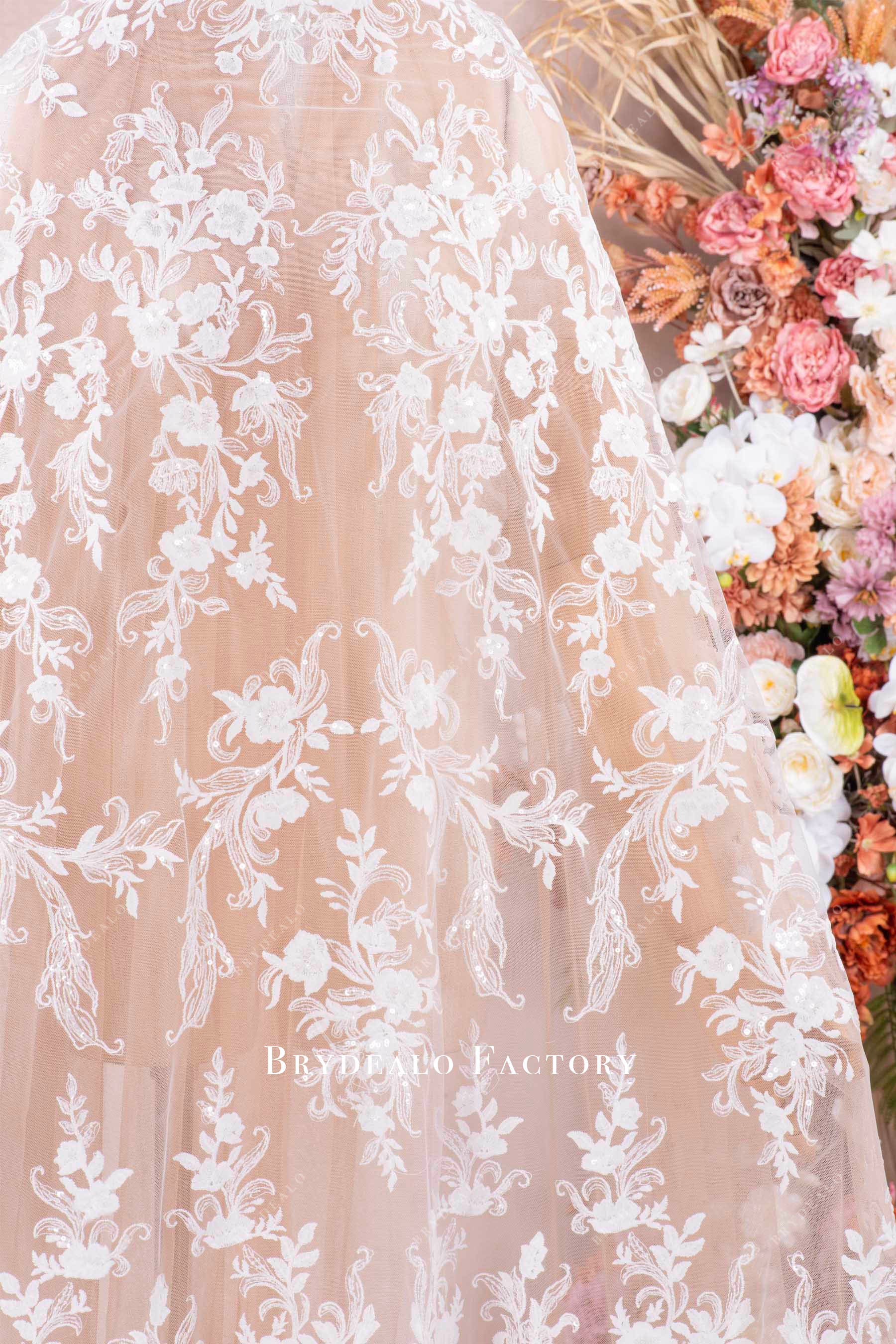 flower lace embroidery fabric