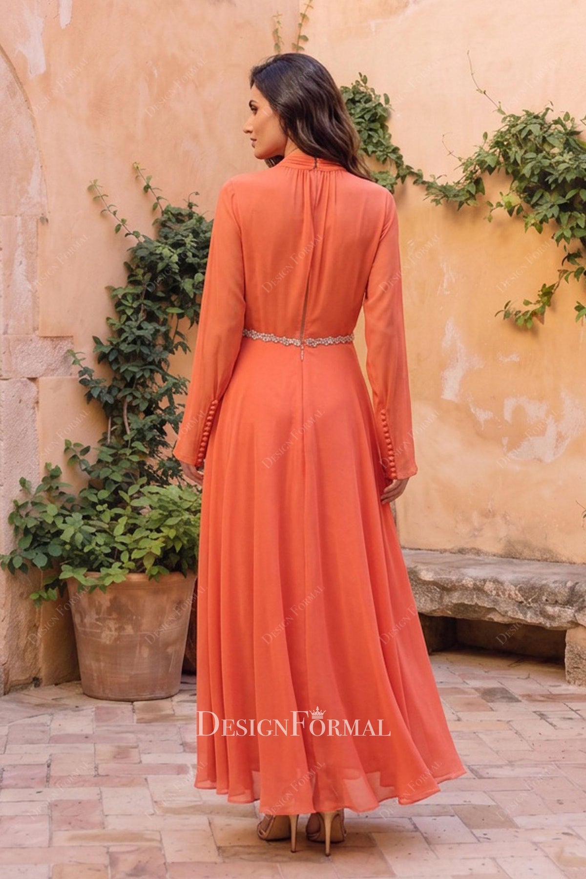 flowing a line evening dress