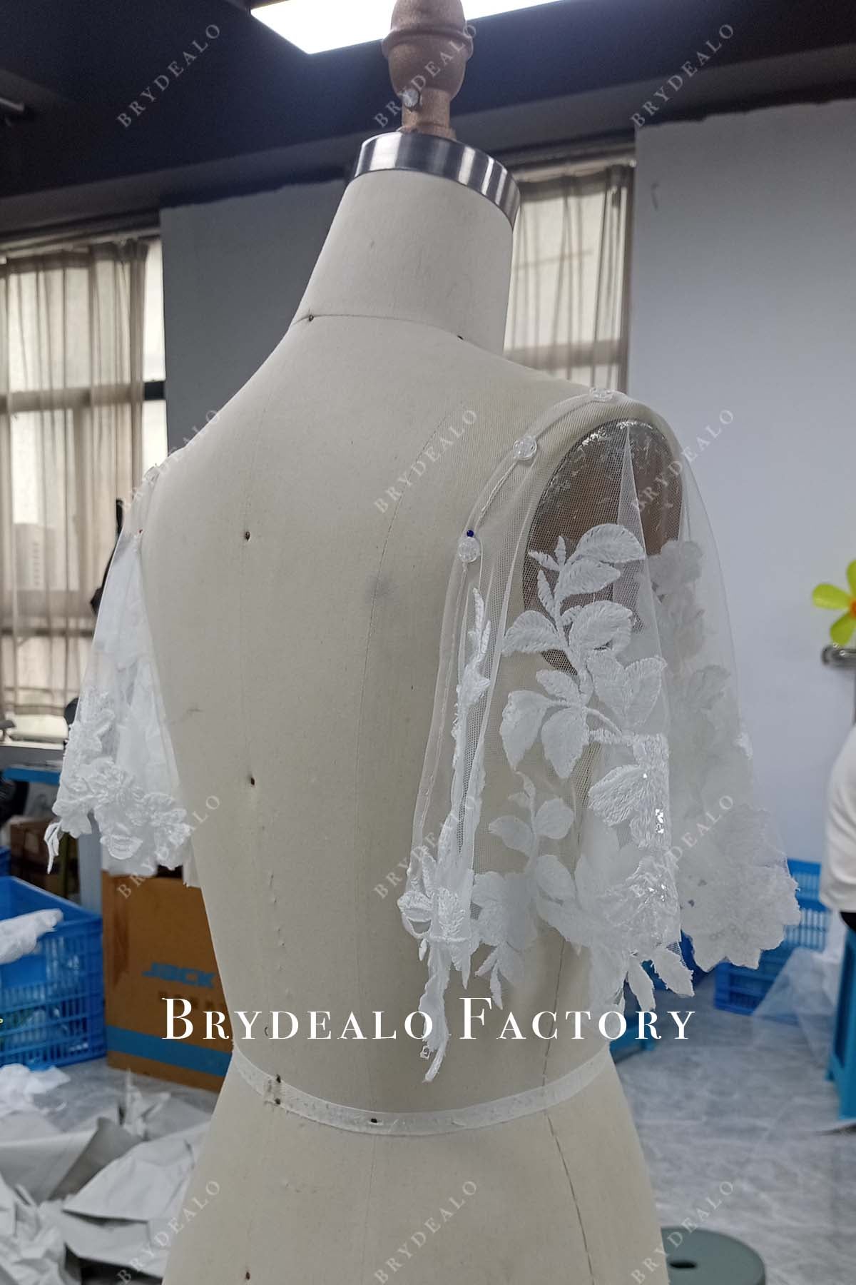 Custom Lace Bridal Flutter Sleeves