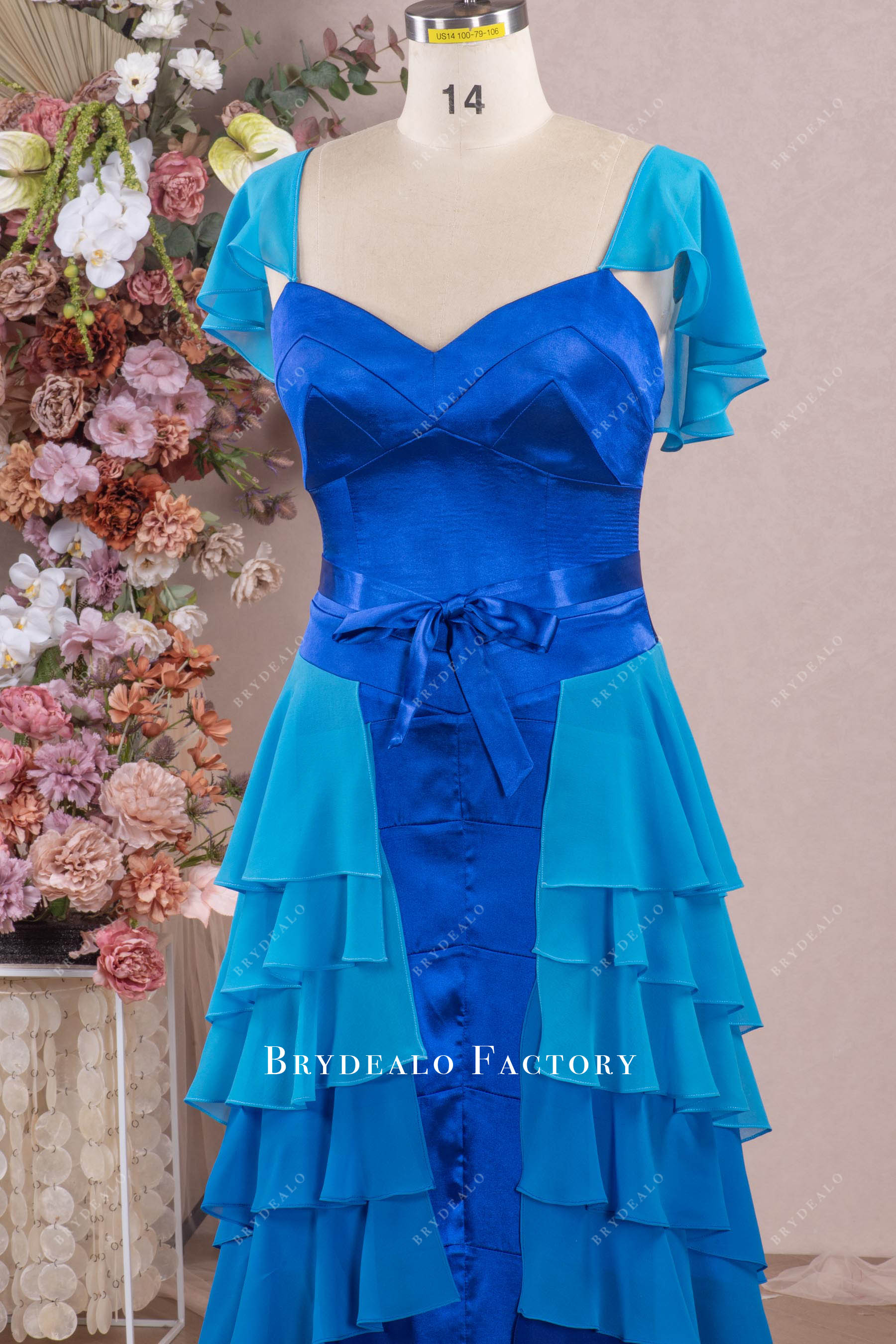 flutter sleeve prom dress Hermione Granger Blue Dress