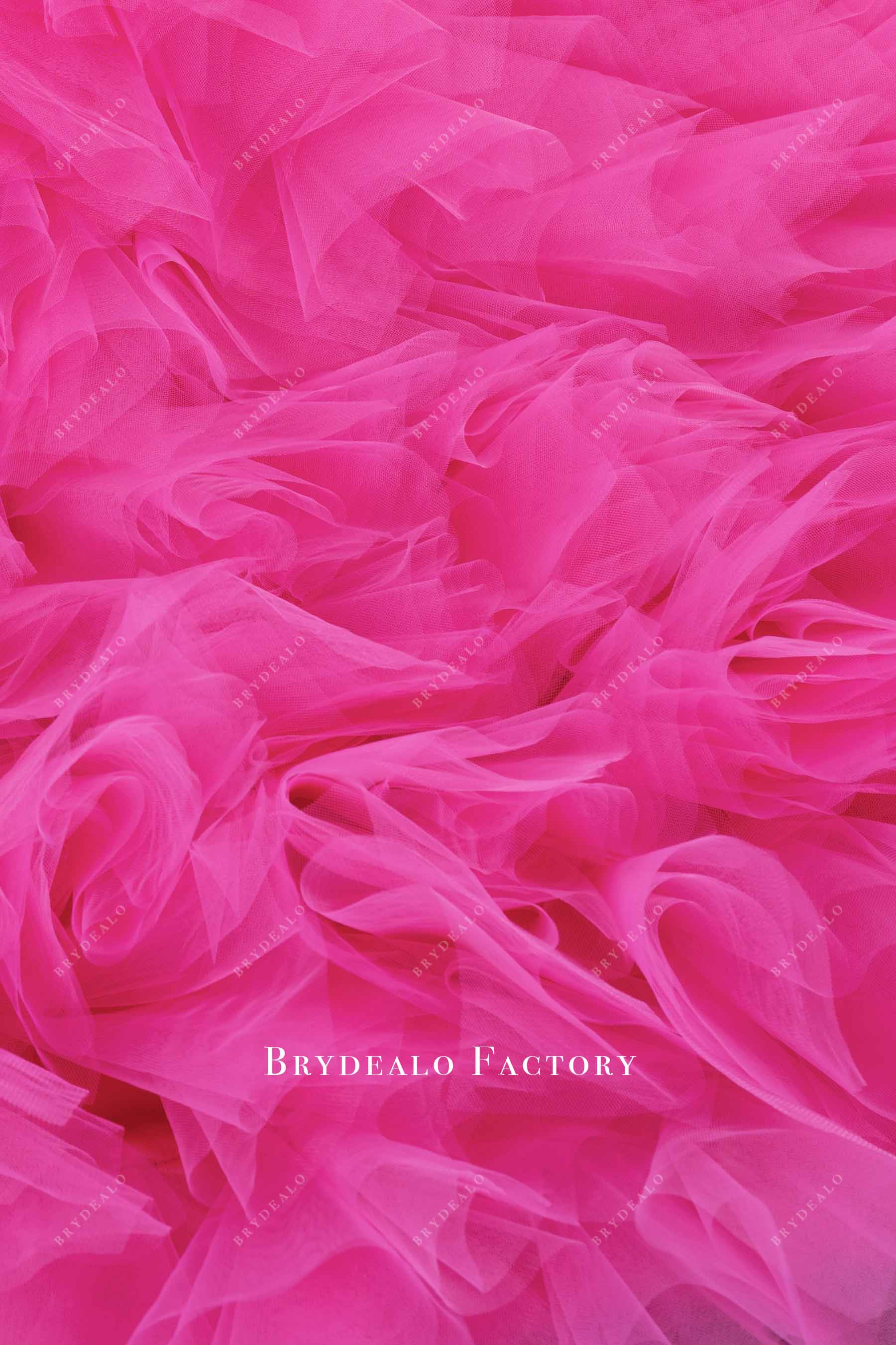 fuchsia ruffled tulle prom dress