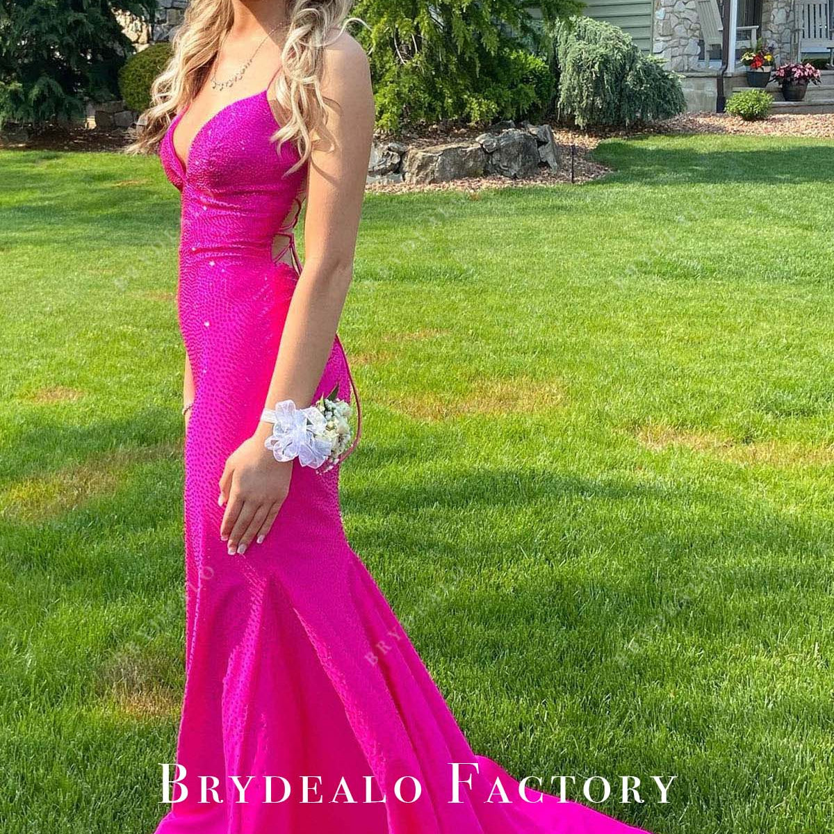 Sparkly Fuchsia Beaded Mermaid Homecoming Dress Sparkly Fuchsia Beaded Mermaid Homecoming Dress