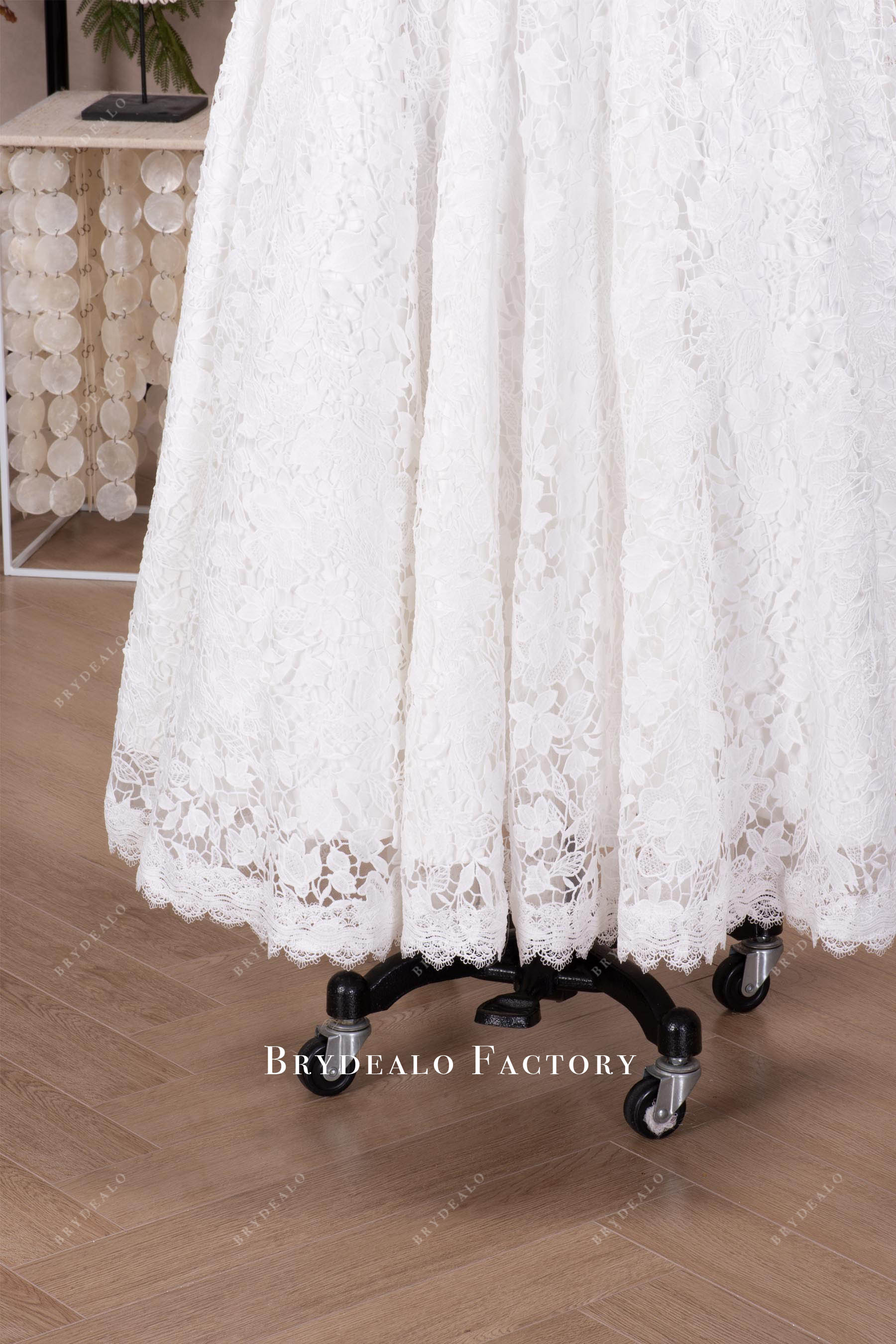 full skirt scalloped hem wedding dress