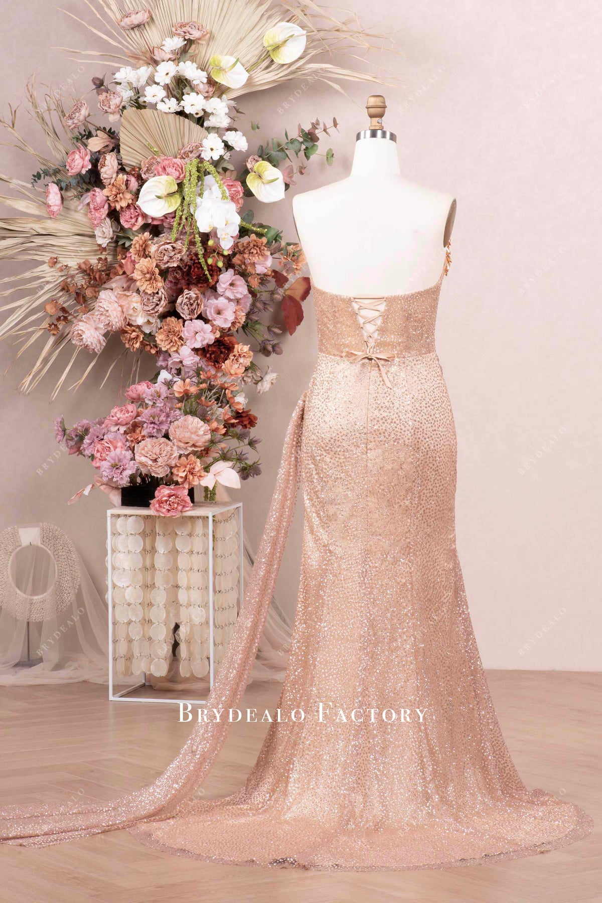 Appliqued Corset Top Short Glitter Prom Dress Orchid main image 1