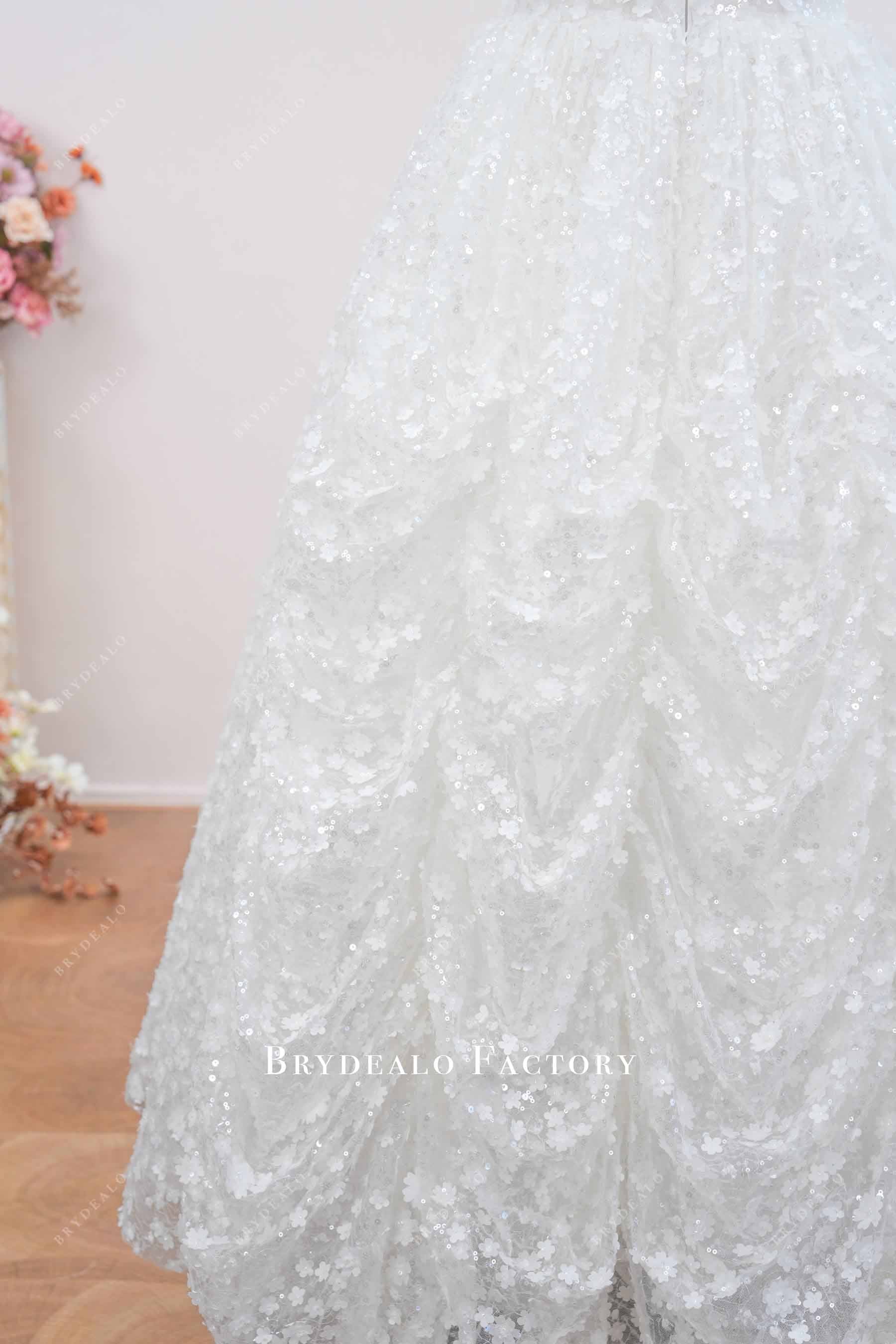 glitter floral lace bridal dress