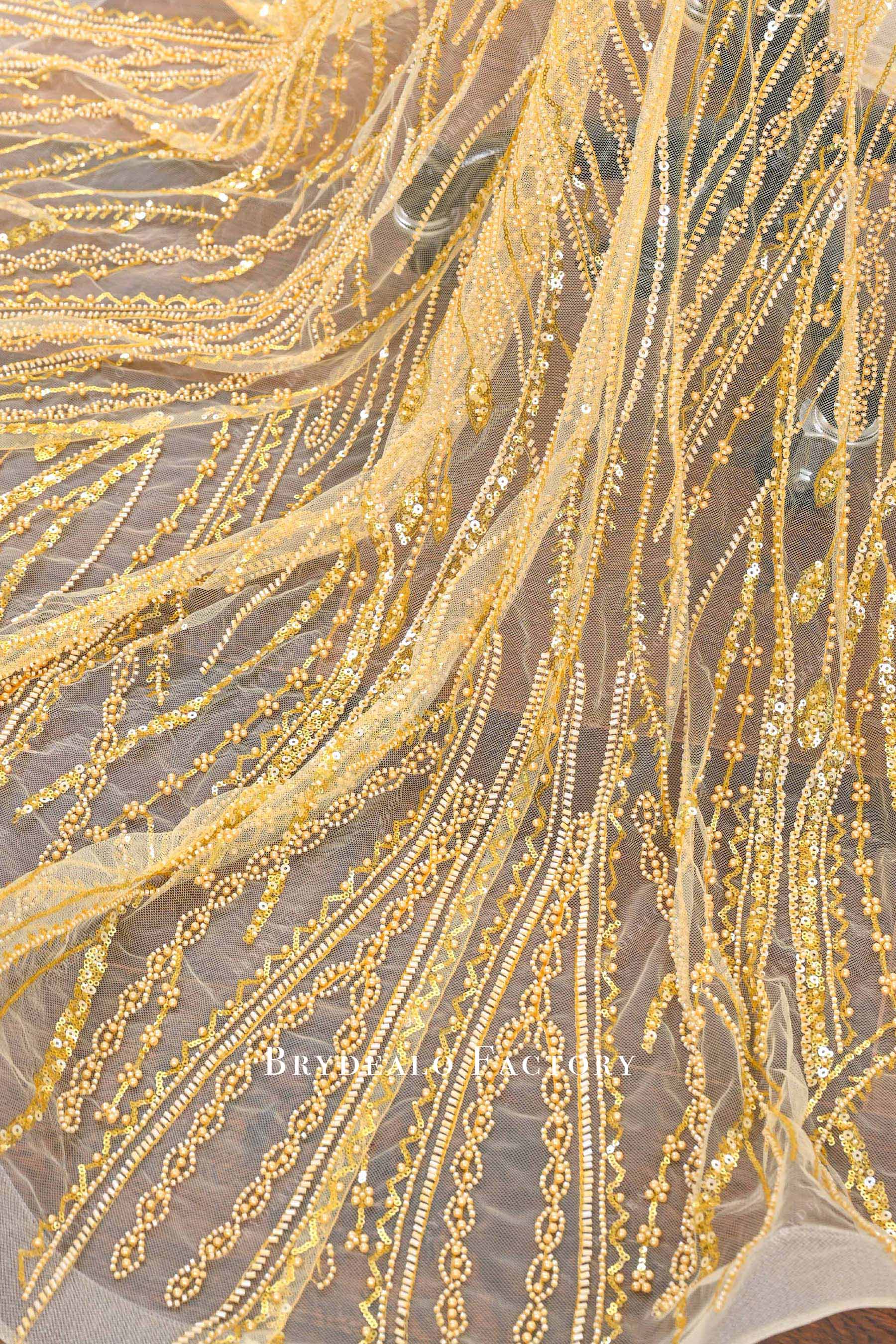 glitter gold lace prom dress