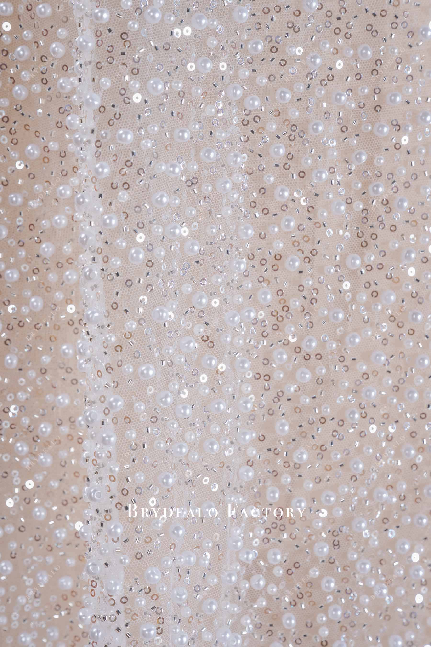 glitter pearl wedding dress fabric