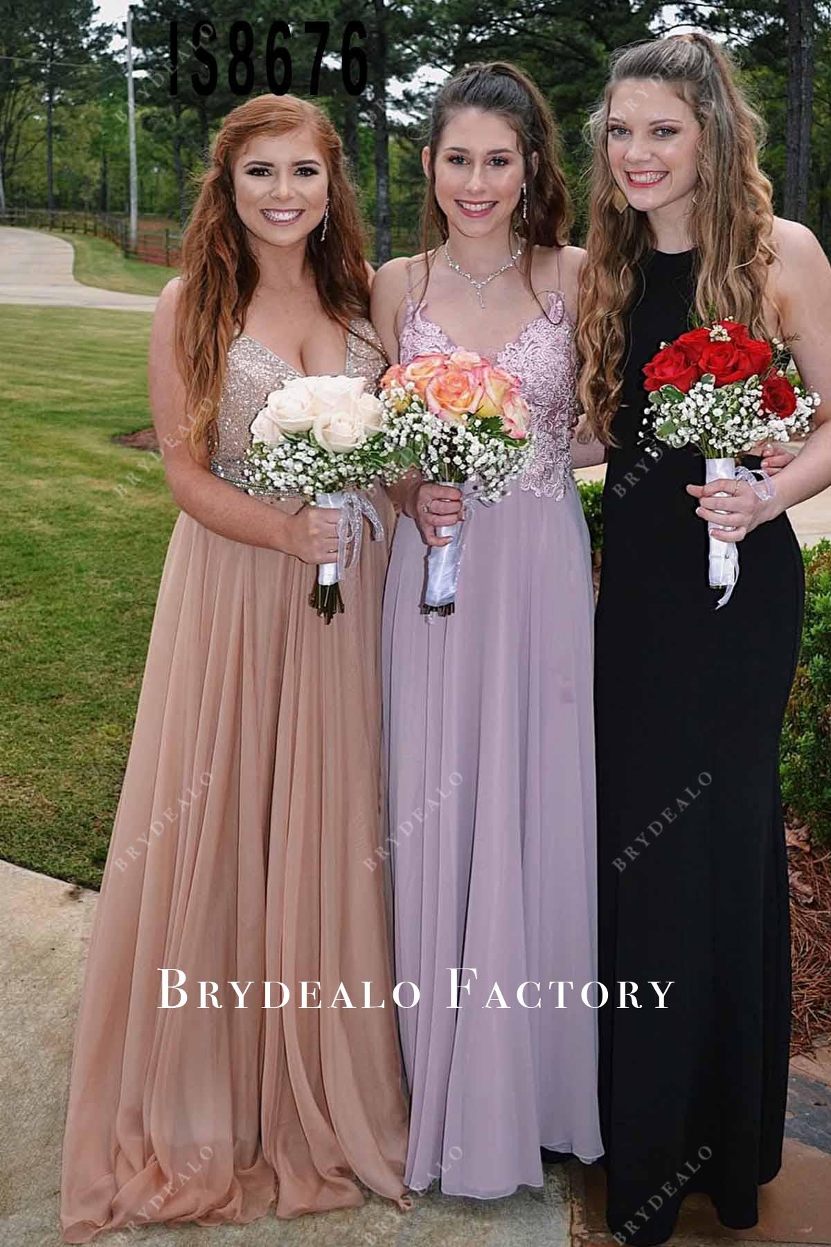 glitter rose gold prom dress