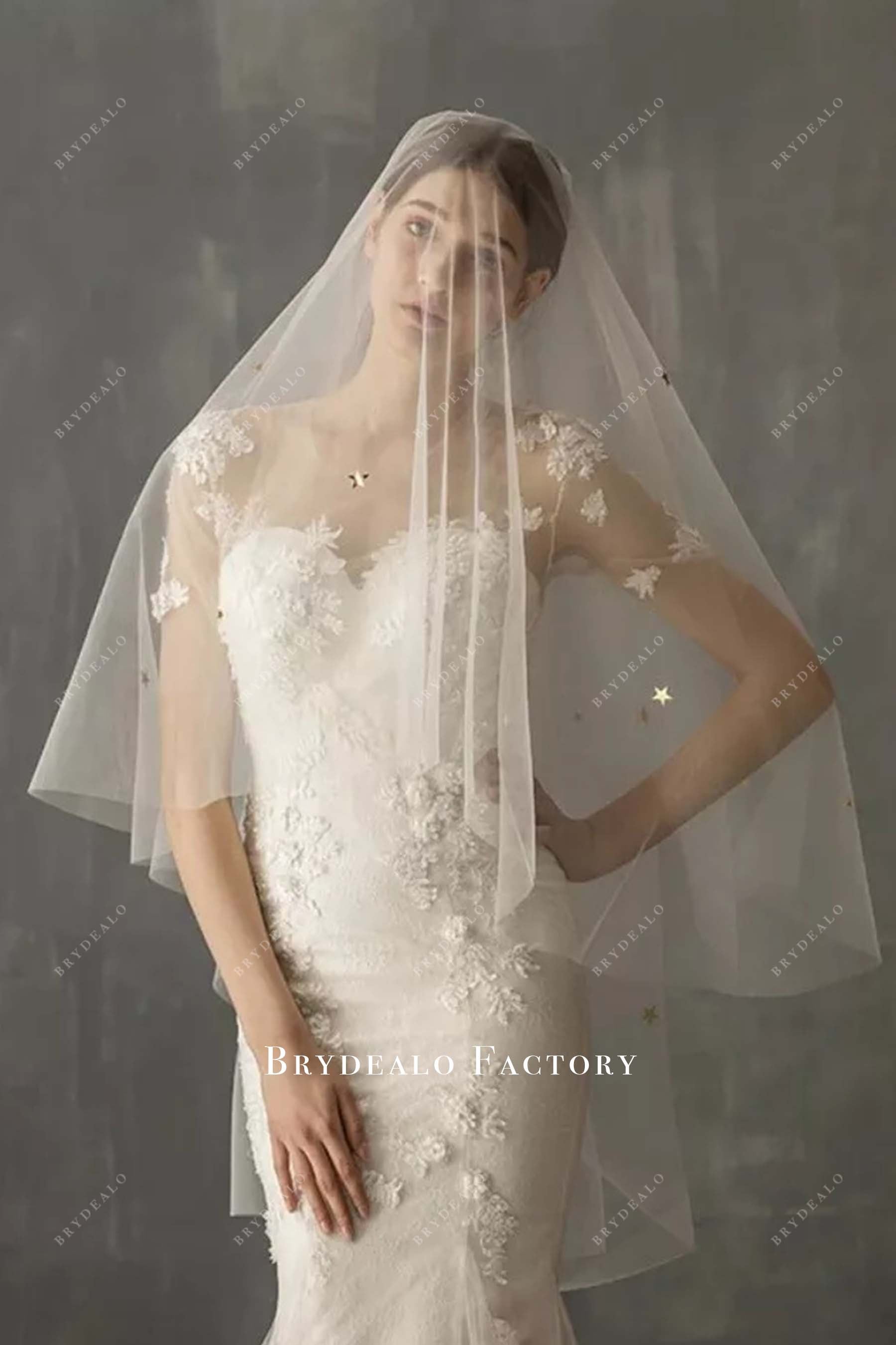 glitter star wedding veil