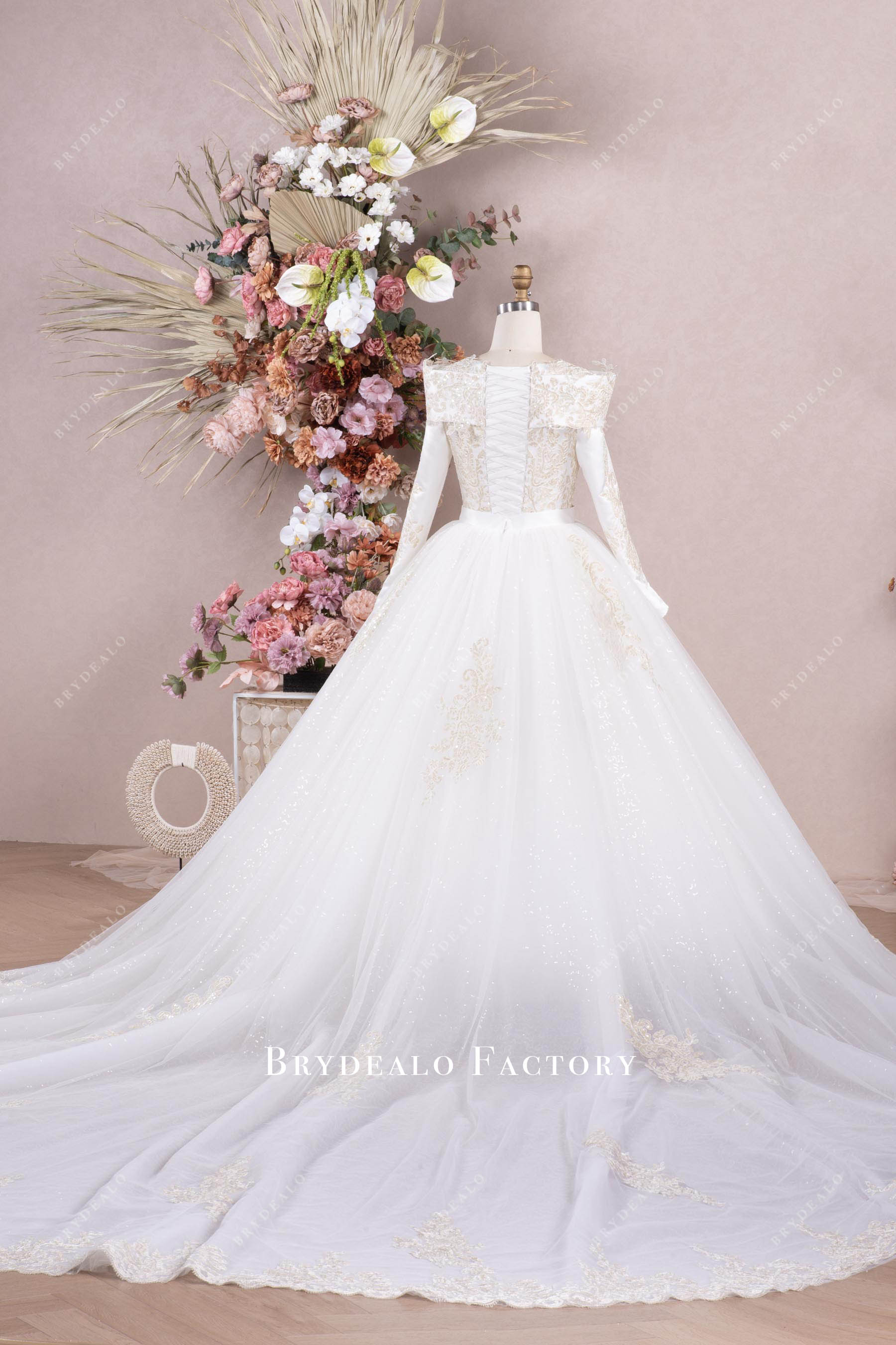glitter tulle overskirt wedding ballgown