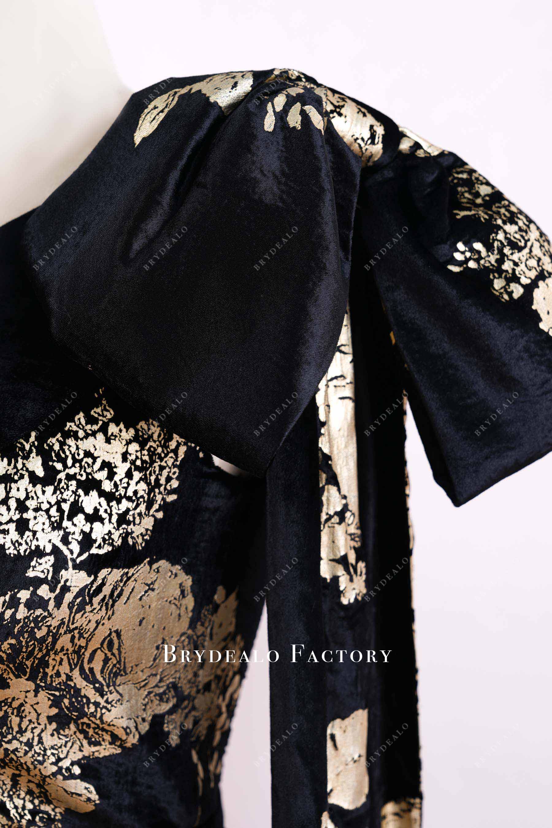 gold black knot formal dress