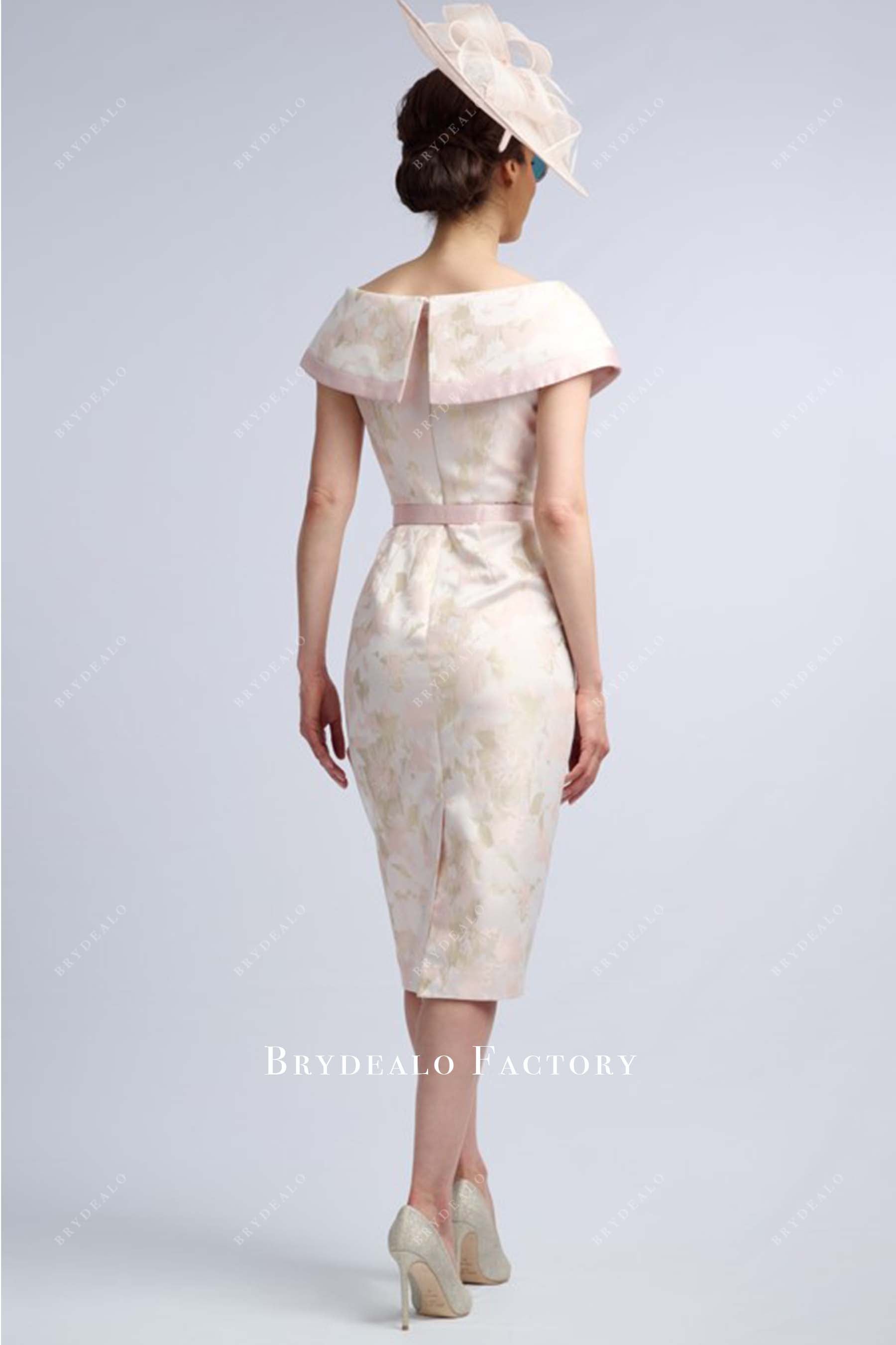 gold blush pink pencil mother of bride dress