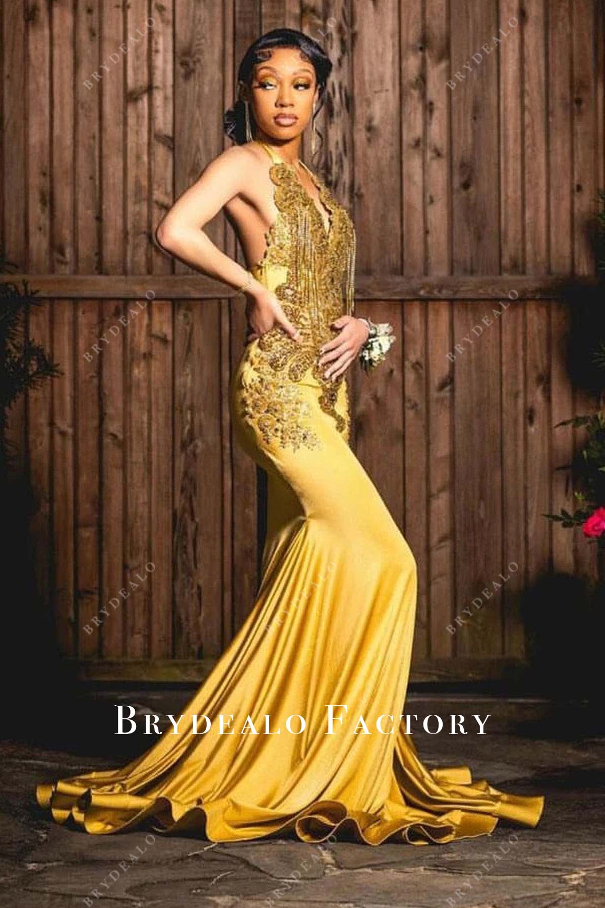 gold mermaid prom dress