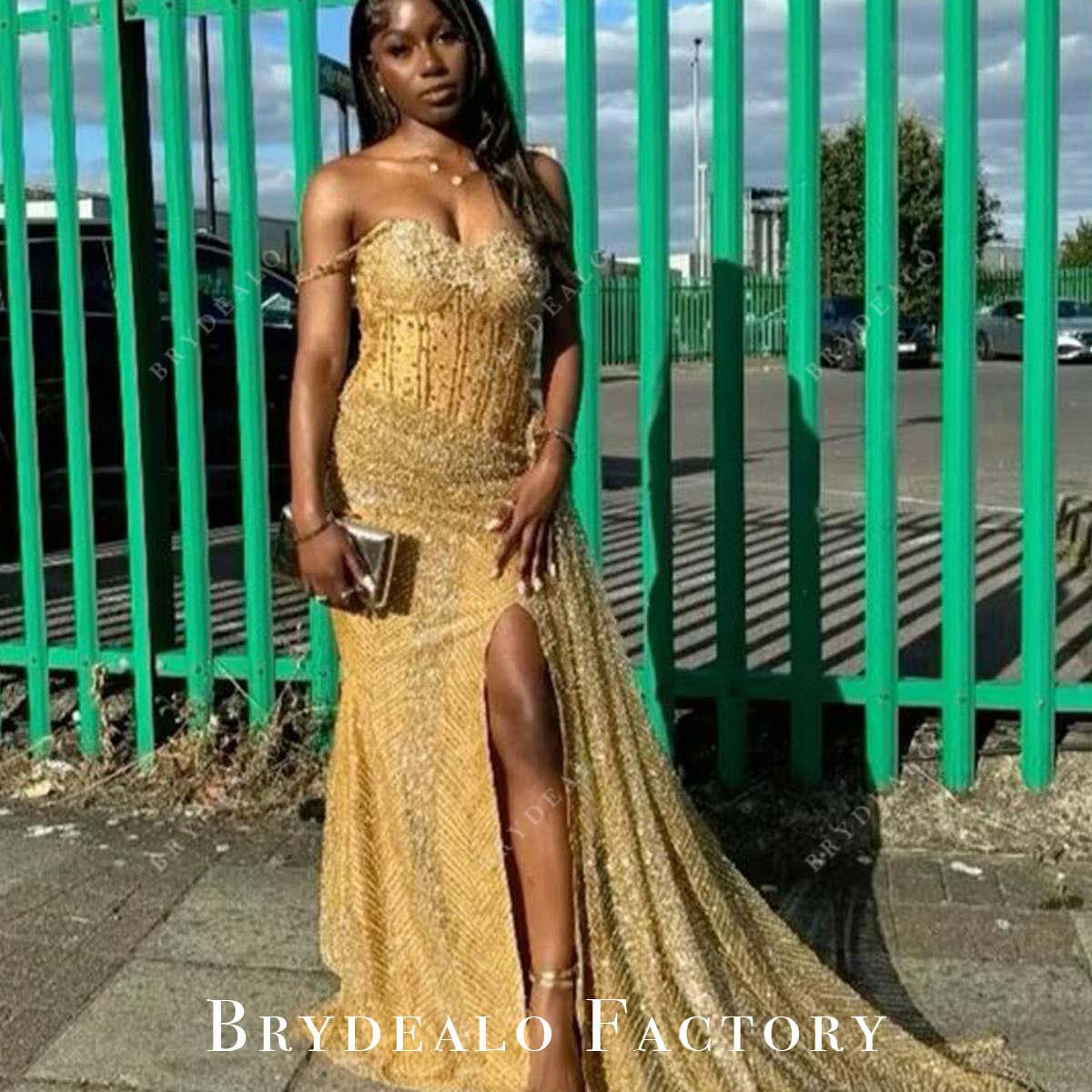 slim fit dress slacks Gold Satin V Neck Long Prom Dresses Ball Gowns Off The Shoulder