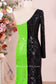 FINAL SALE! Kalysta Luxe- One Sleeve Sequin Floor Length Dress (CLEARANCE OUTLET! Final Sale/No Return/No Exchange!)