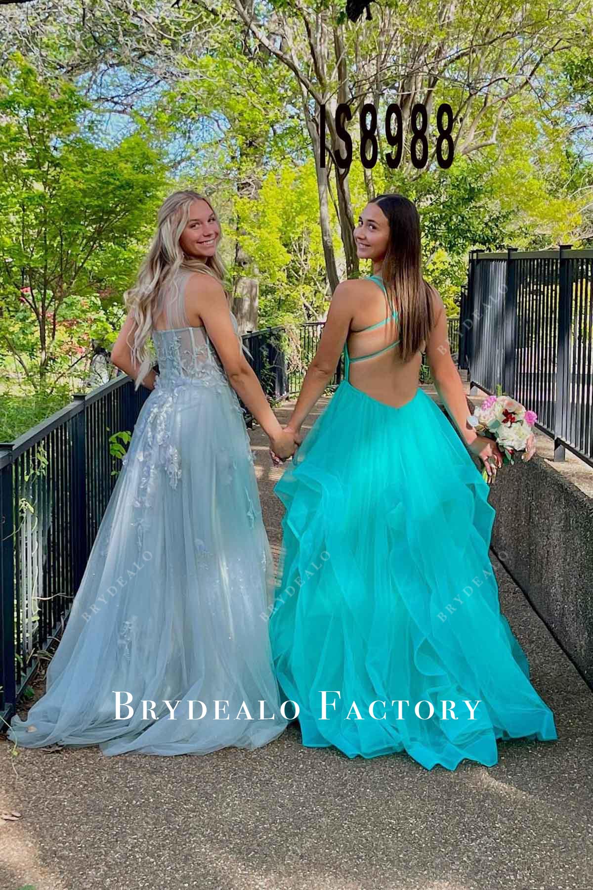 green crisscross back prom dress