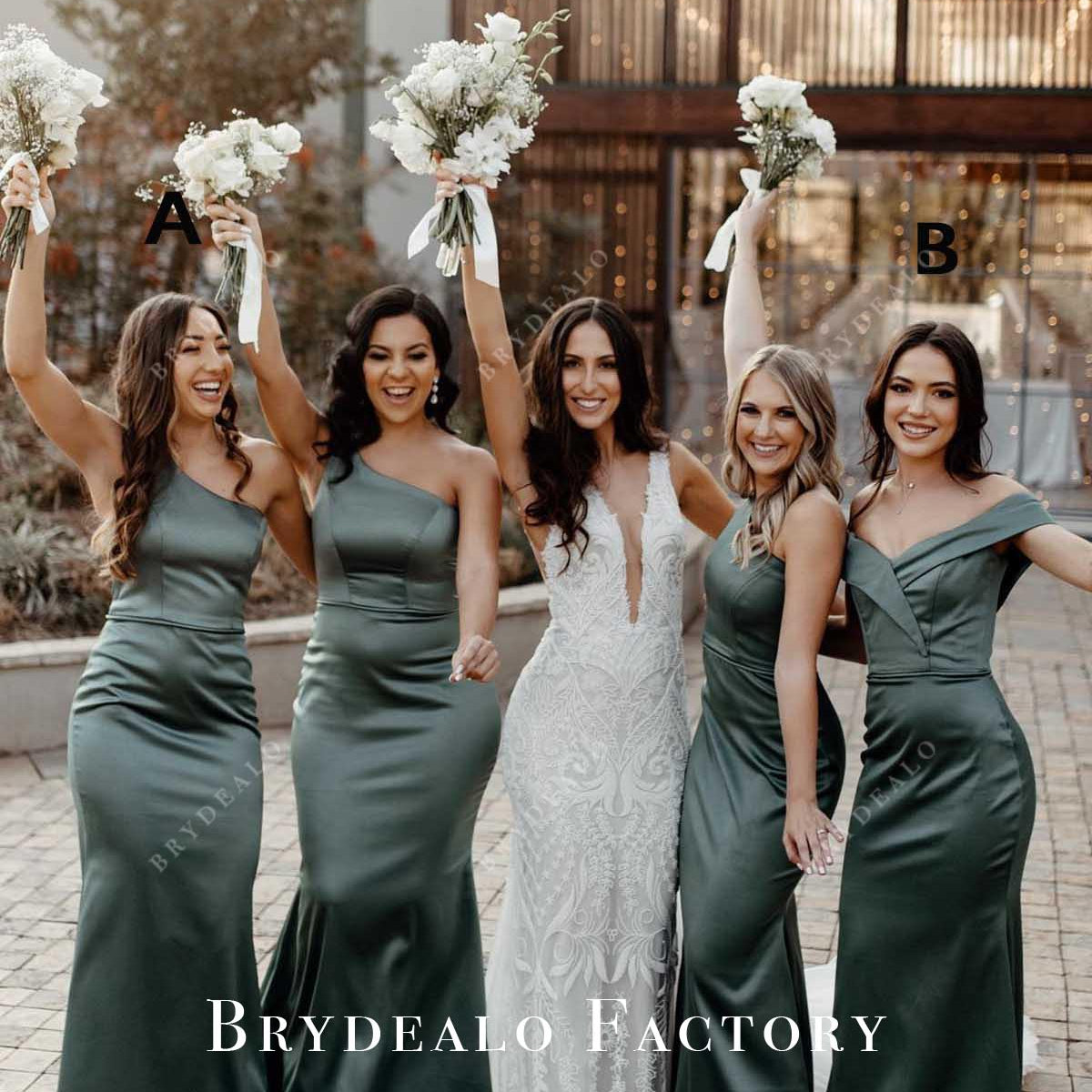Green Fit Flare Floor Length Mismatched Bridesmaid Dress, Dress A Green Fit Flare Floor Length Mismatched Bridesmaid Dress, Dress A