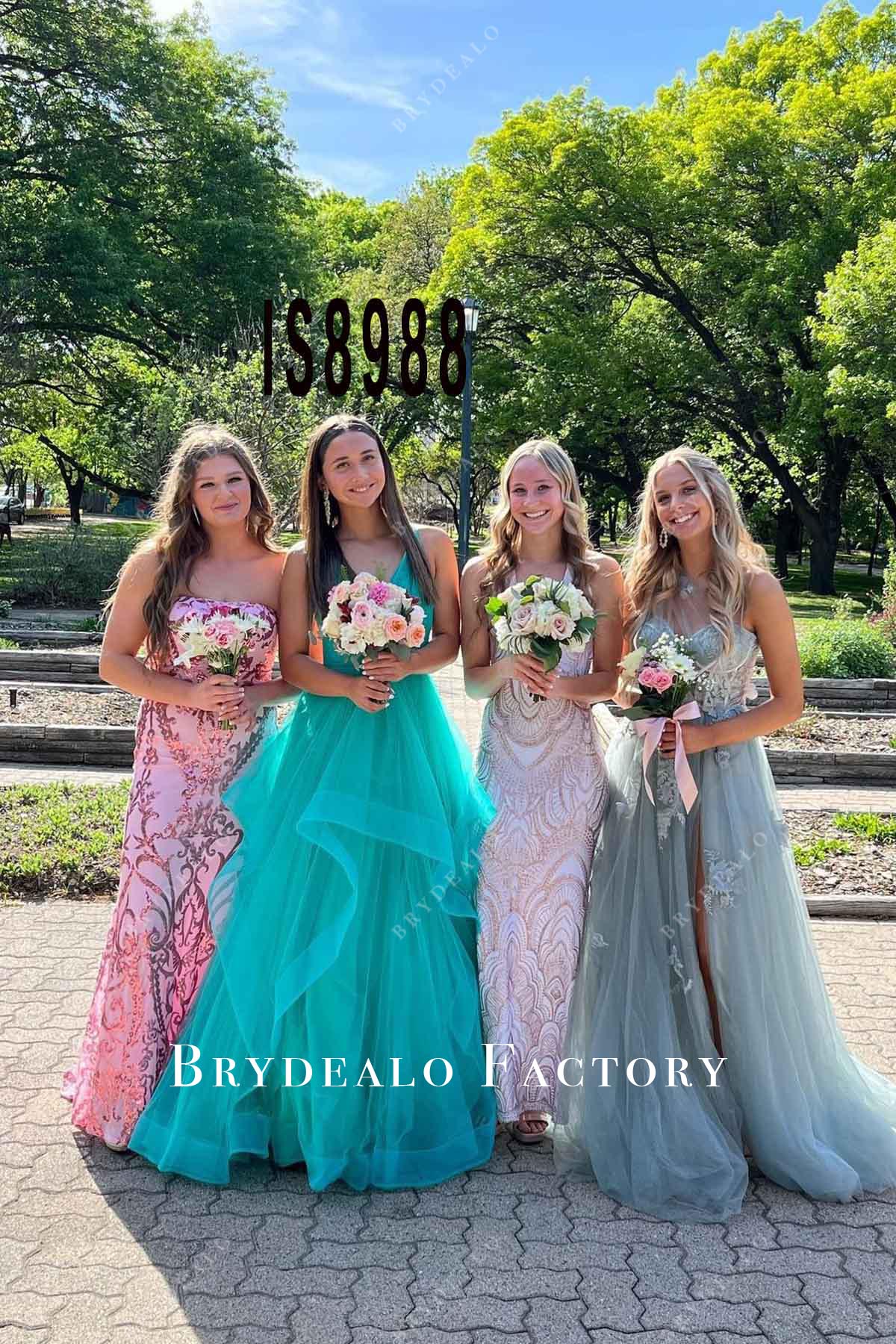 green v neck prom dress