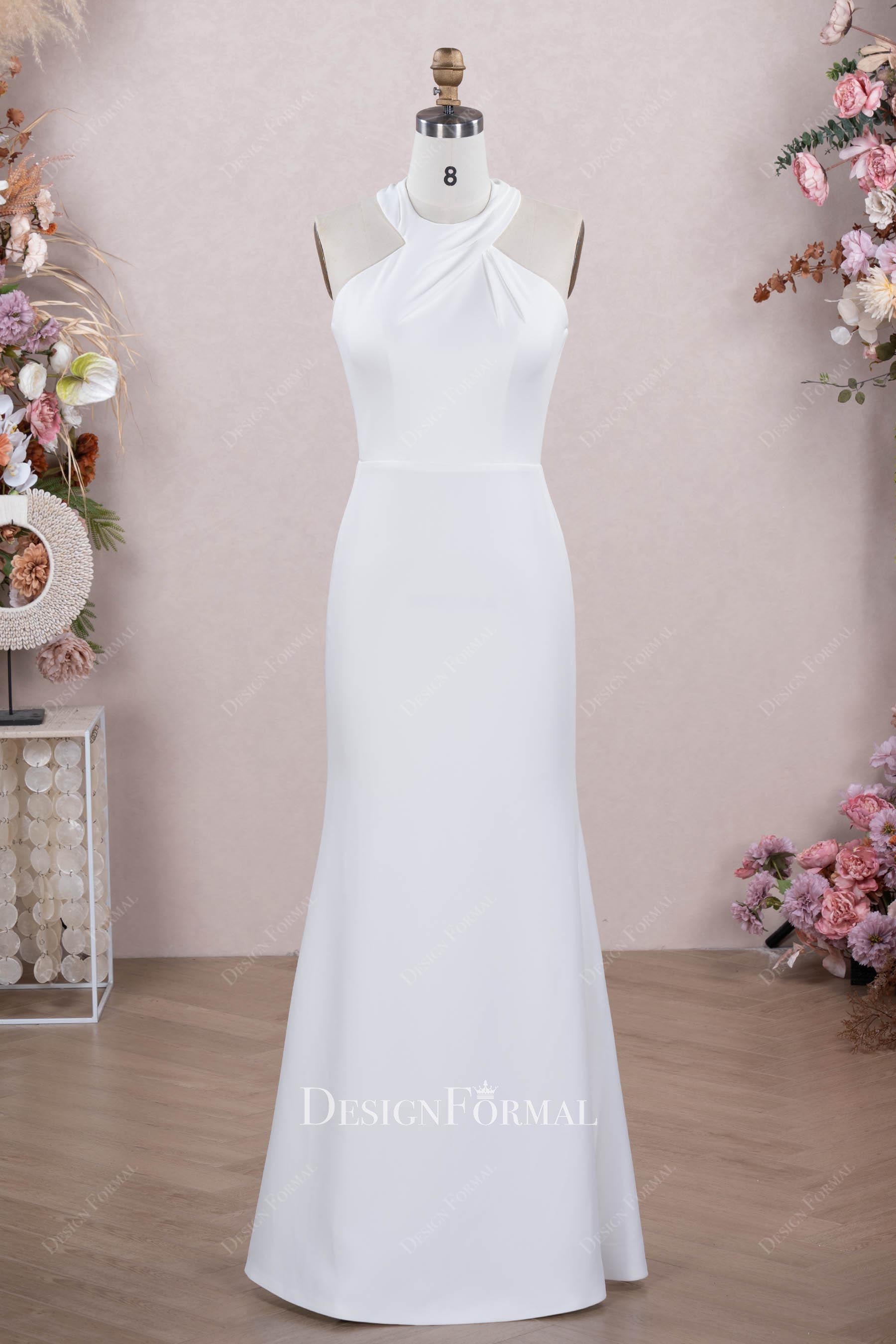 halter crepe wedding dress