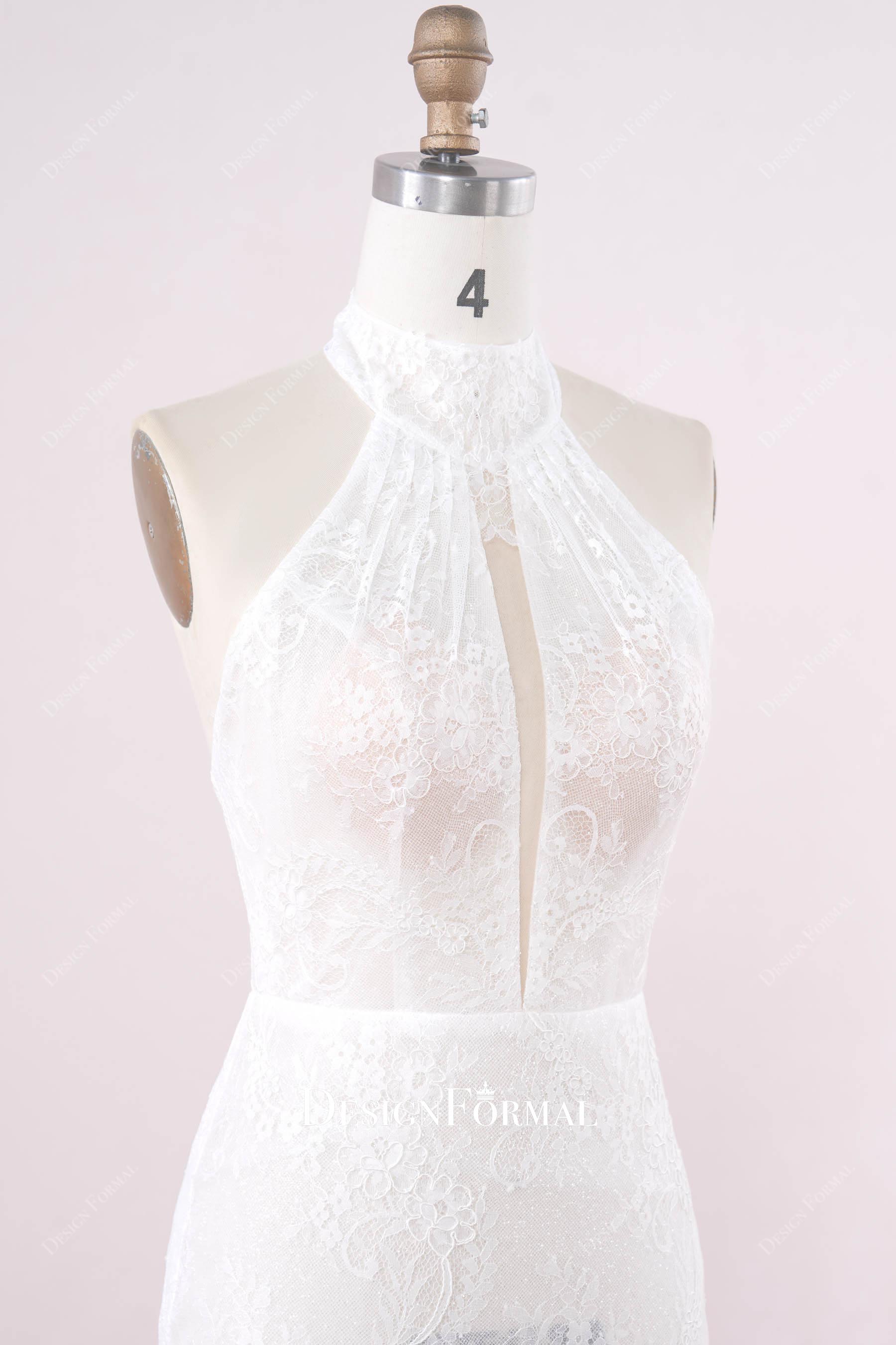 halter high neck wedding dress