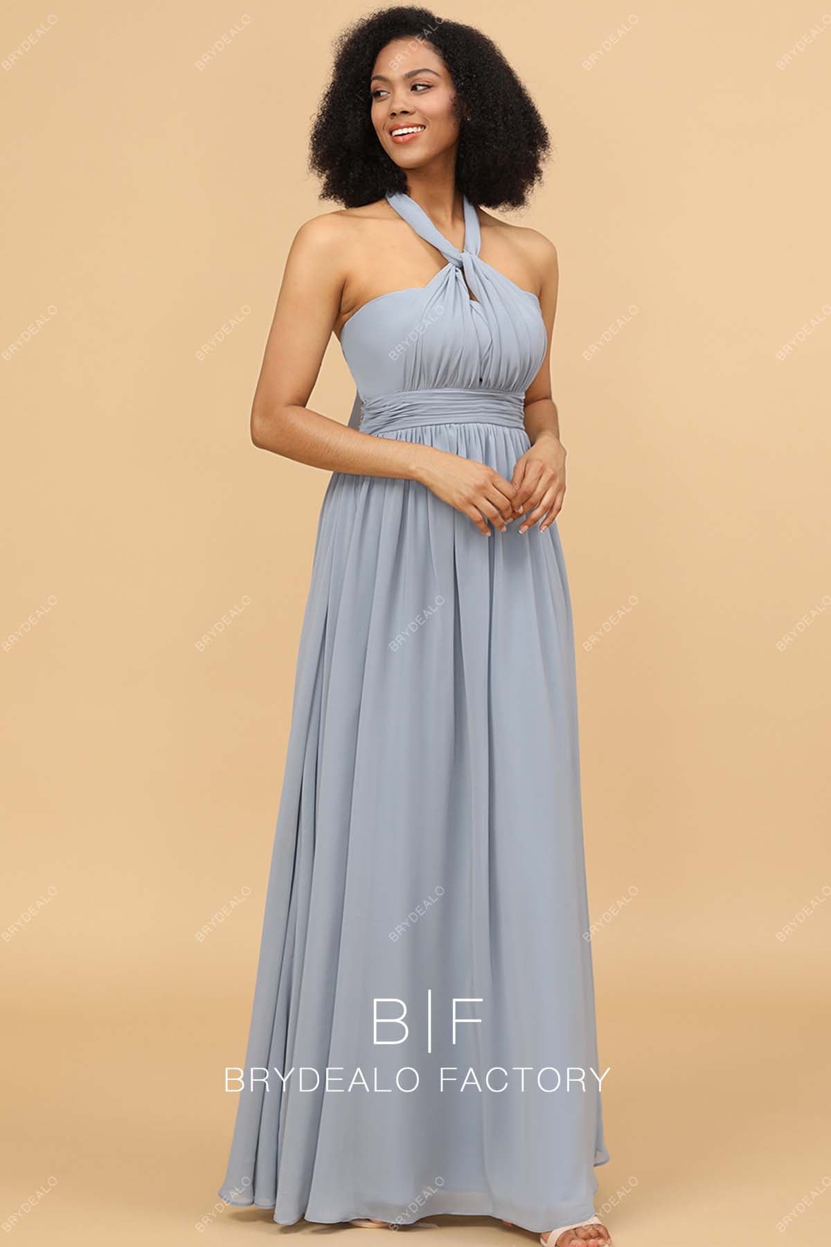 halter neck grey multi-wear way bridesmaid gown 