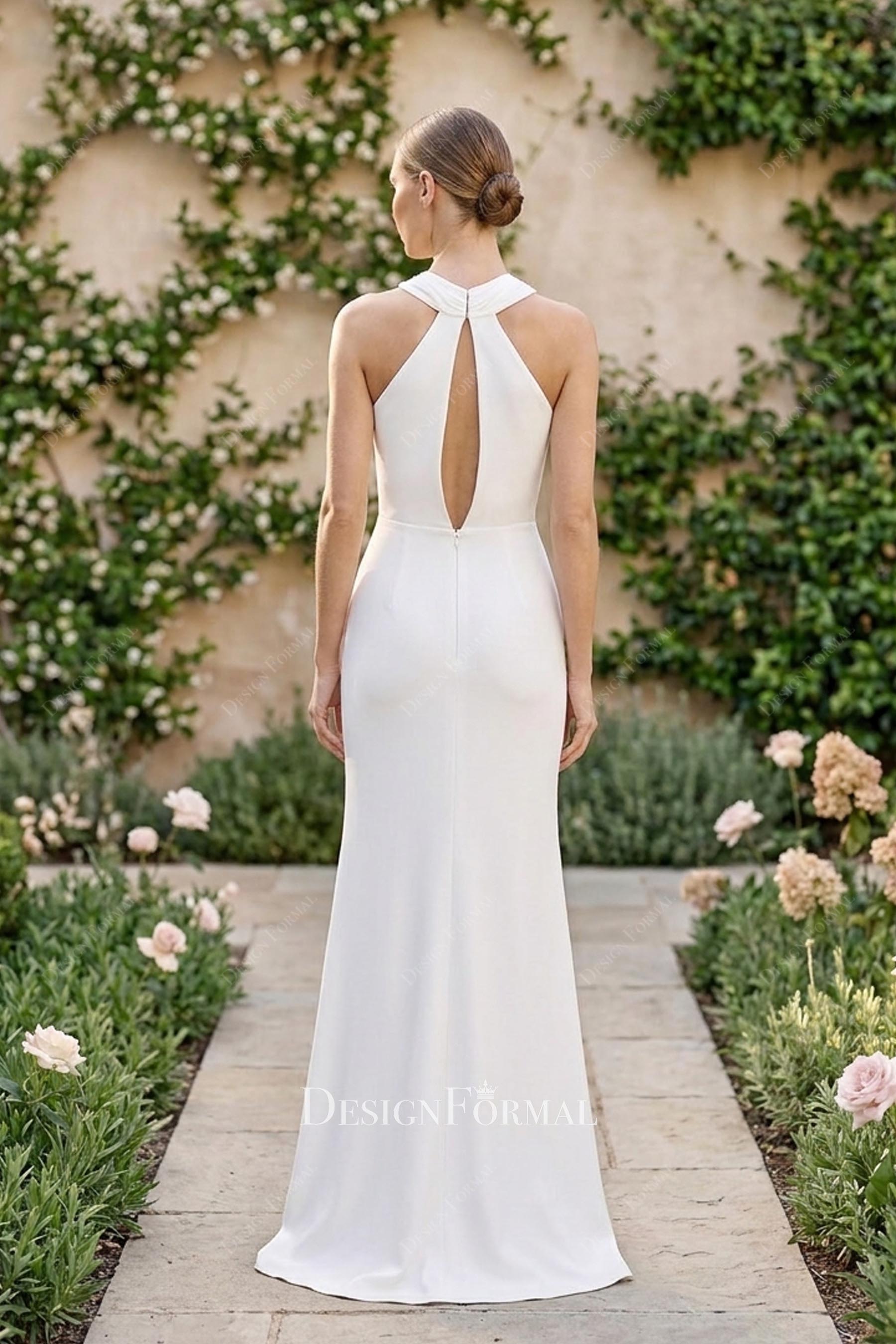 halter simple wedding dress