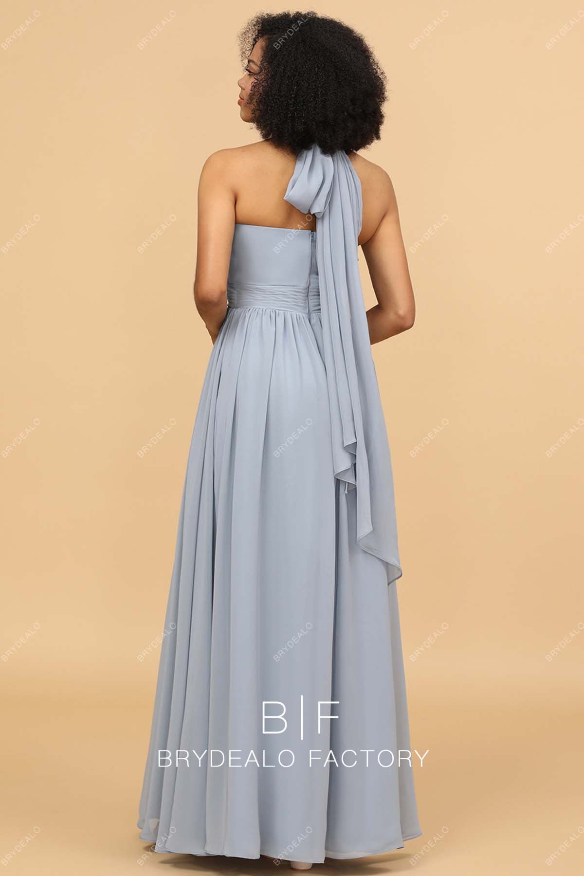 halter strap floor length bridesmaid dress