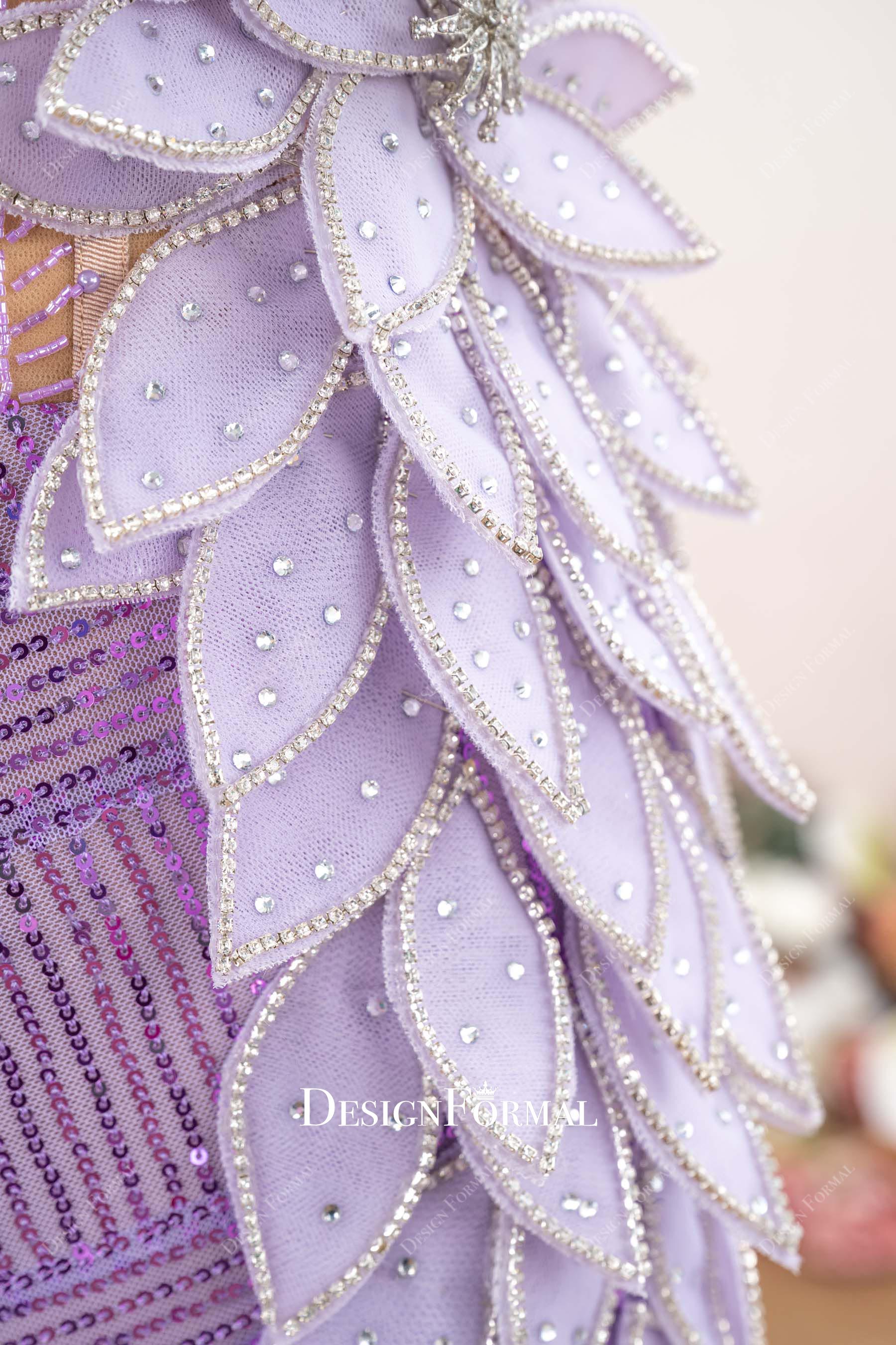 hand-made leaf decor prom dress