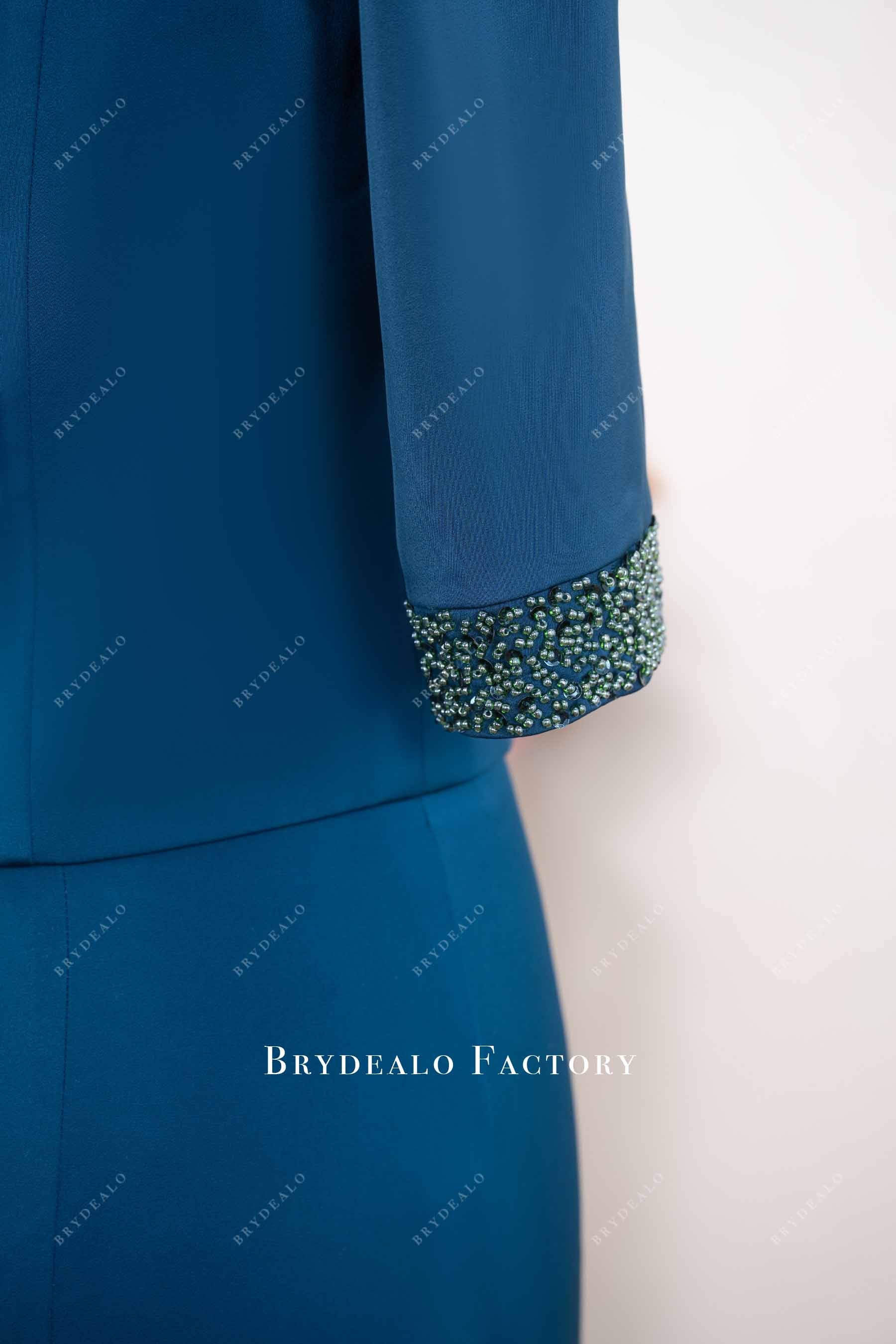 hand sewn beaded cuff formal dress