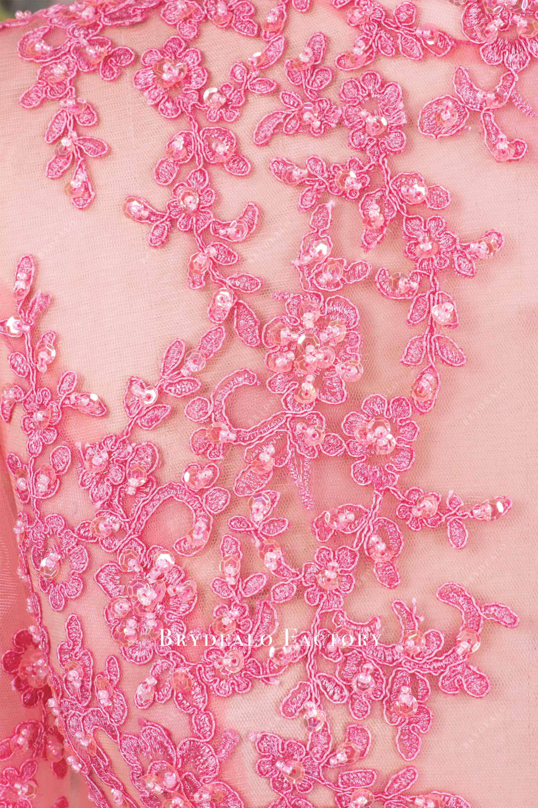 hand-sewn beading pink lace dress