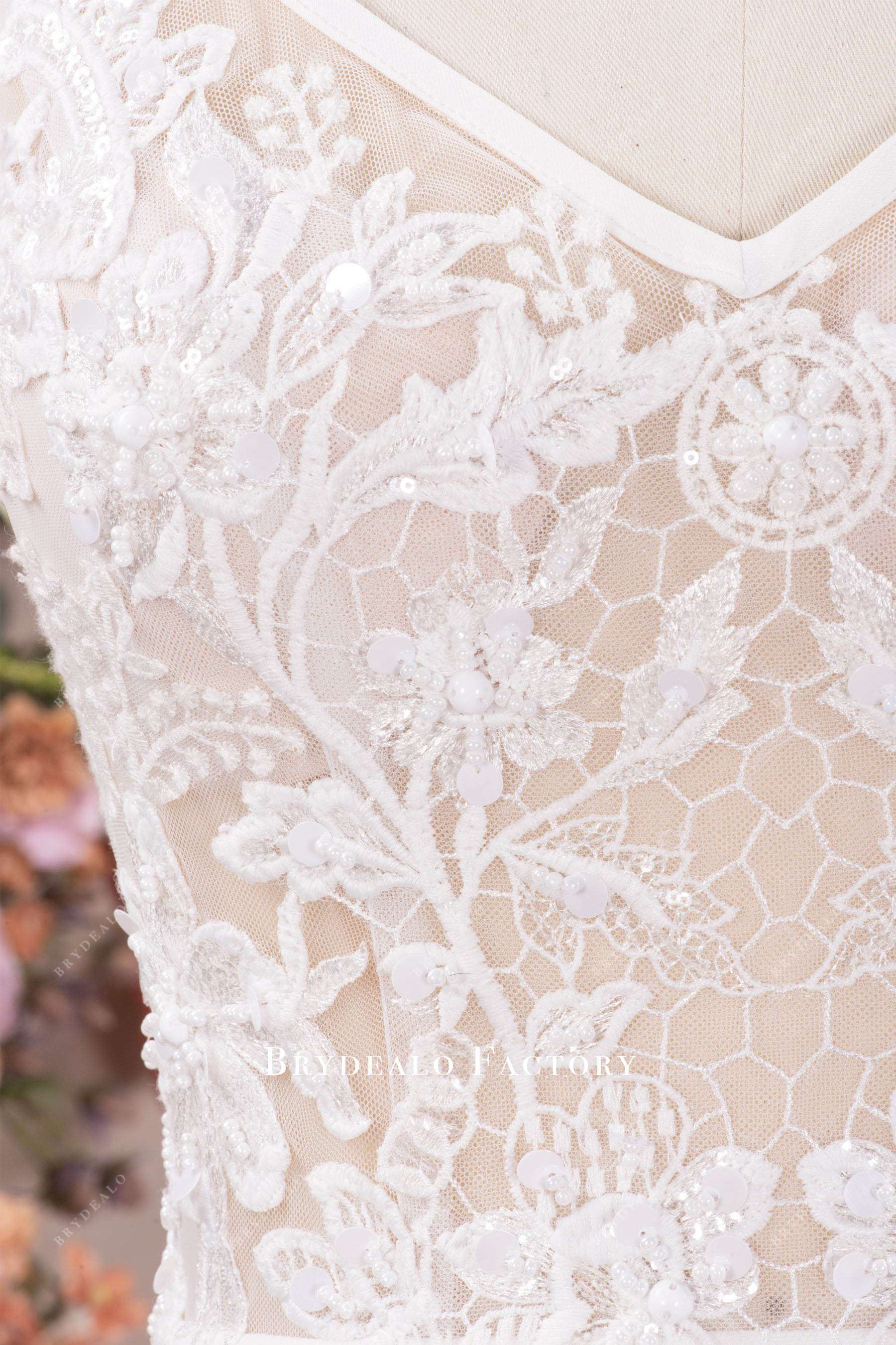 hand sewn beading wedding dress