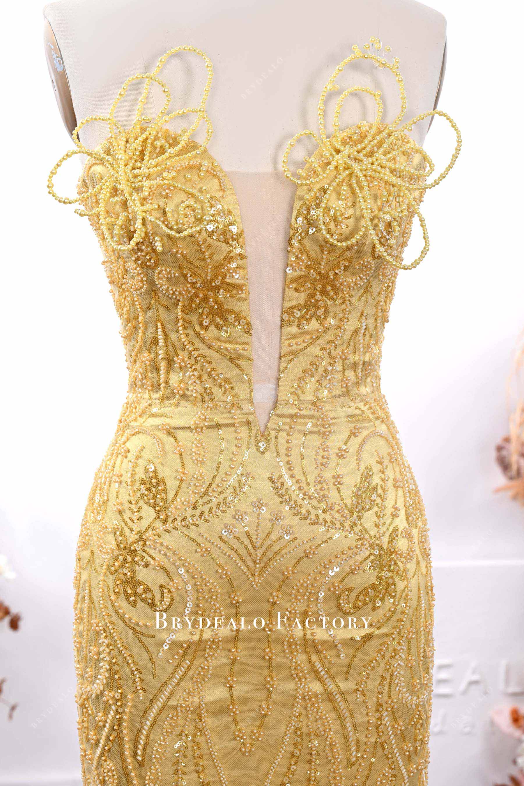 handsewn beaded prom dress