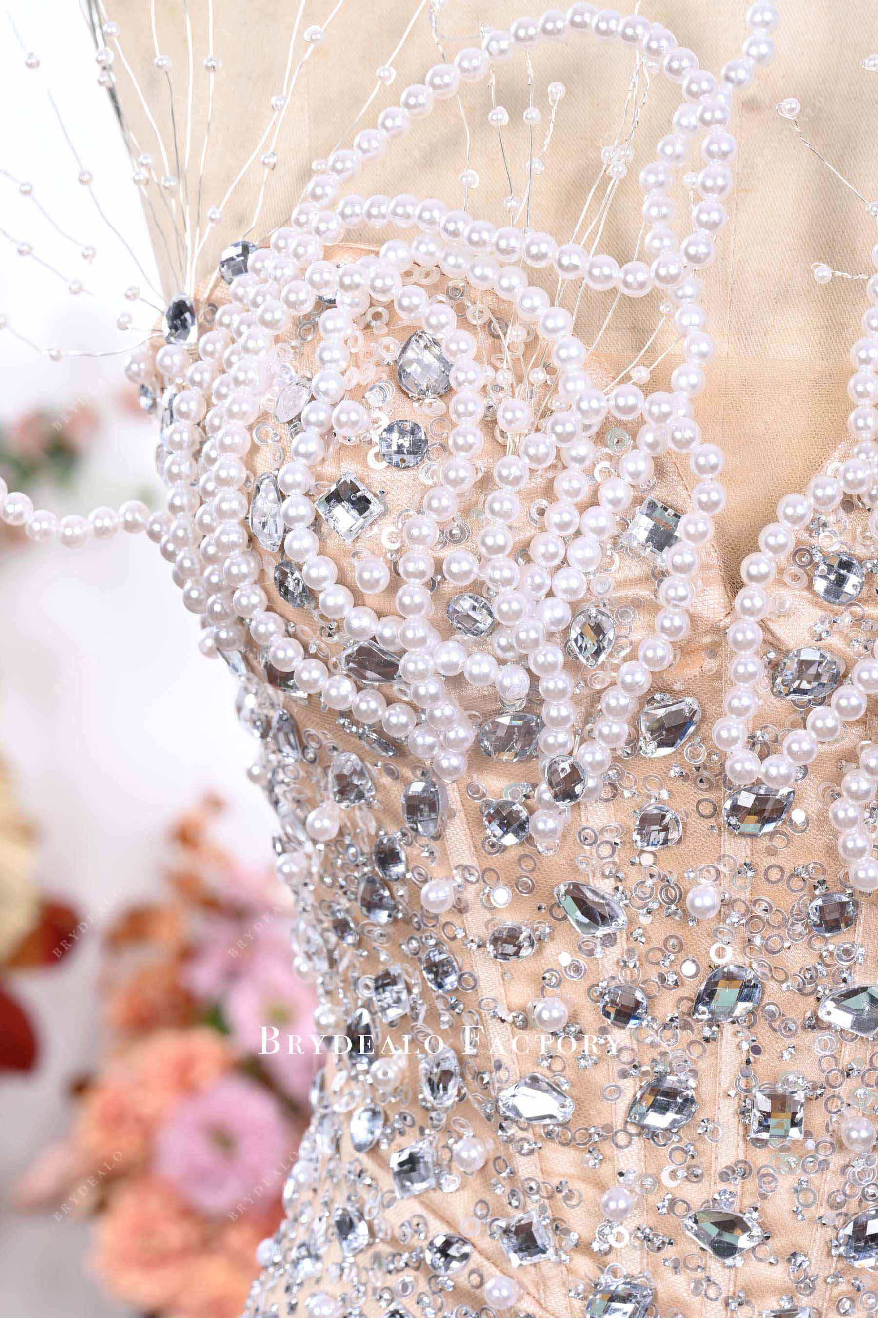 handsewn rhinestones prom dress