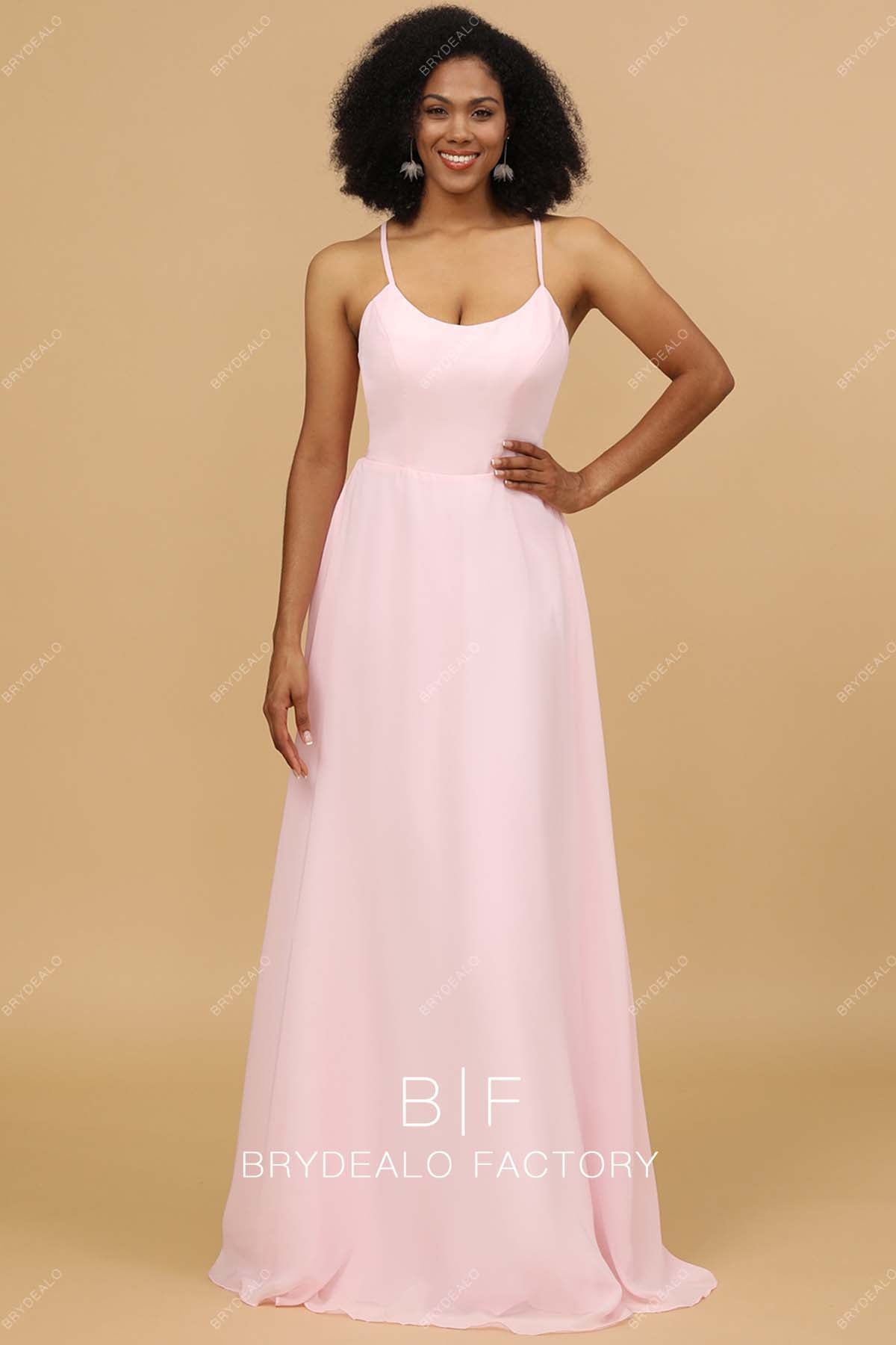 Heavenly Pink Chiffon Bridesmaid Dress