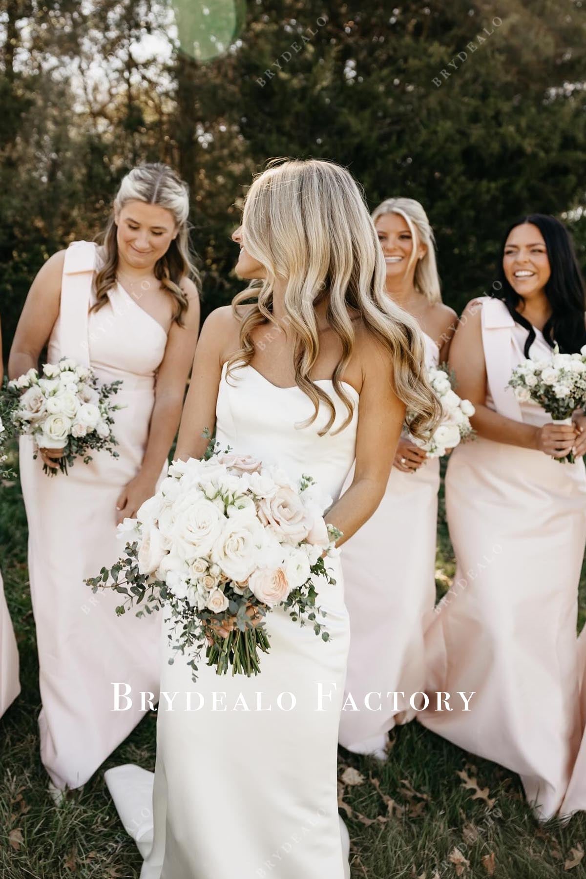 heavenly pink long bridesmaid dress