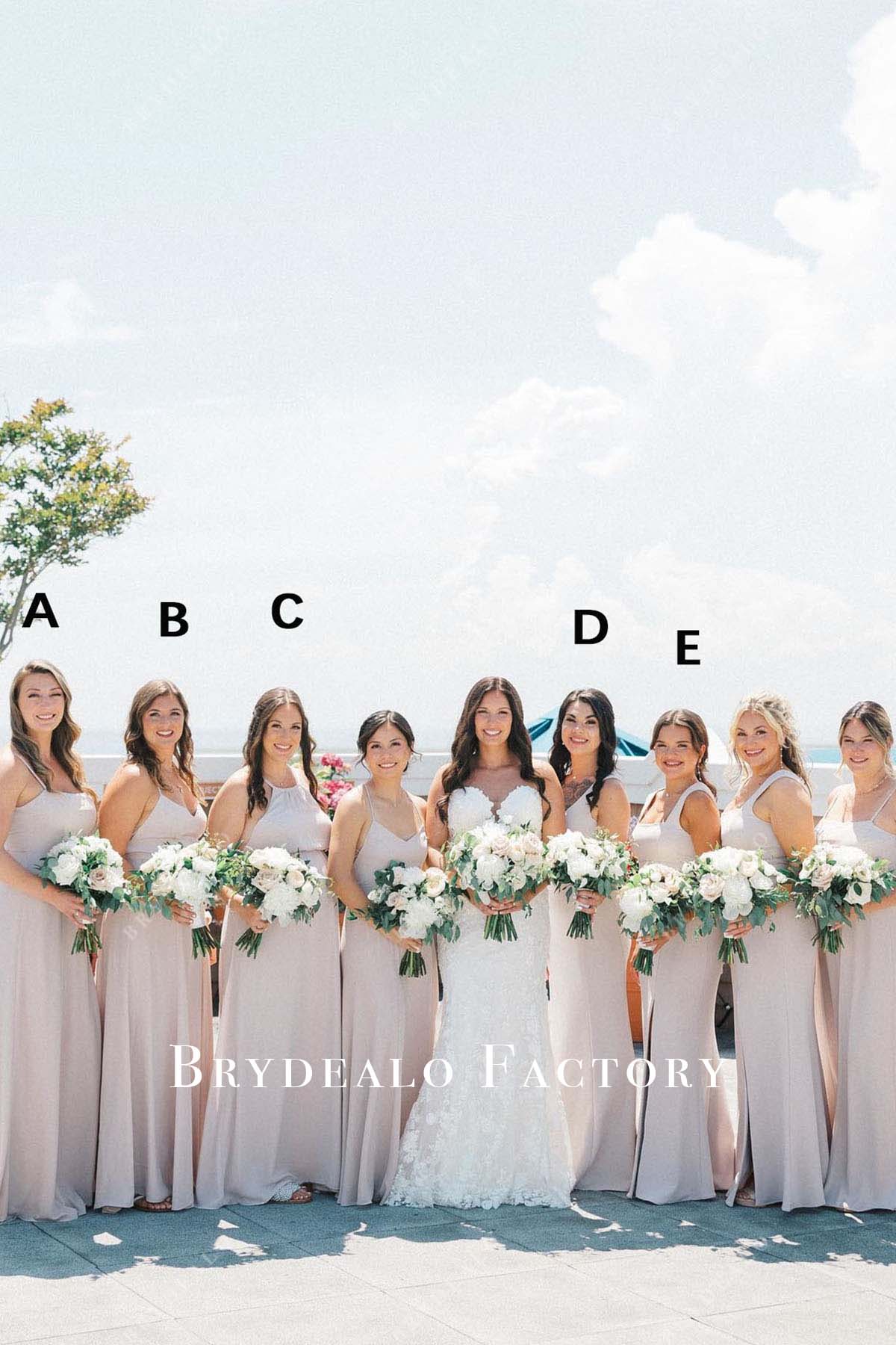 heavenly pink mismatched bridesmaid dresses