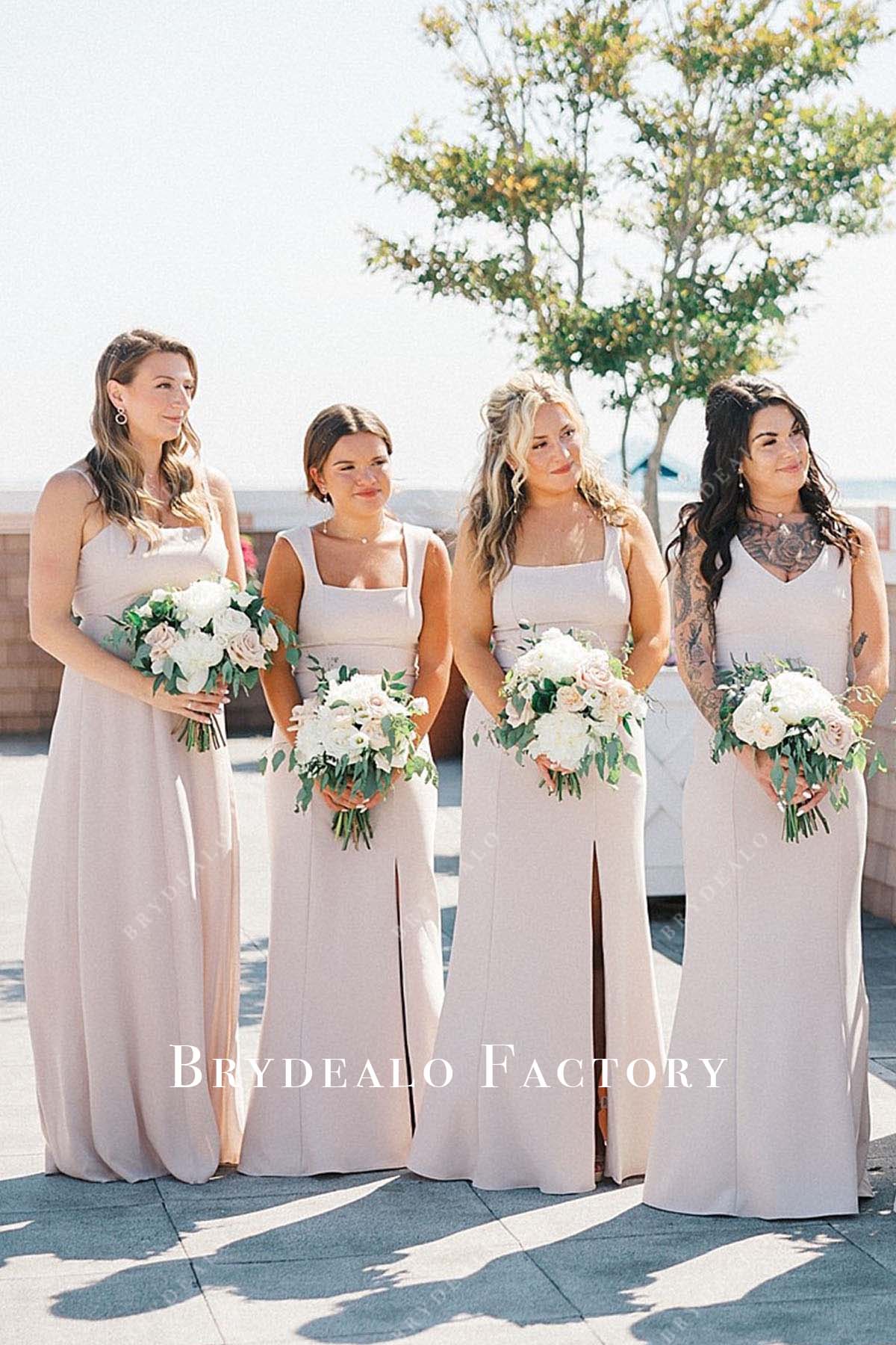 heavenly pink sleeveless mismatched bridesmaid dresses