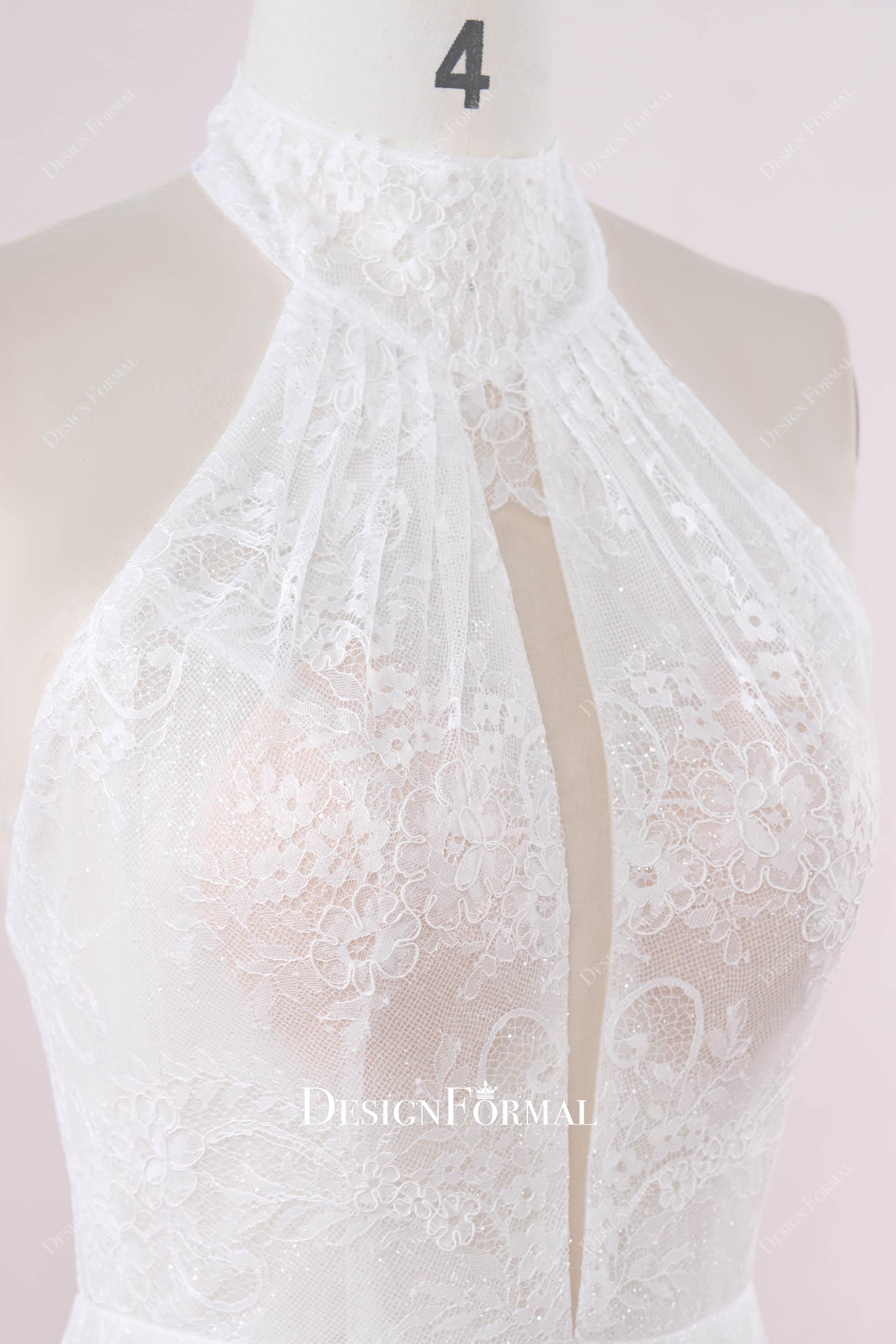 high neck keyhole lace wedding dress