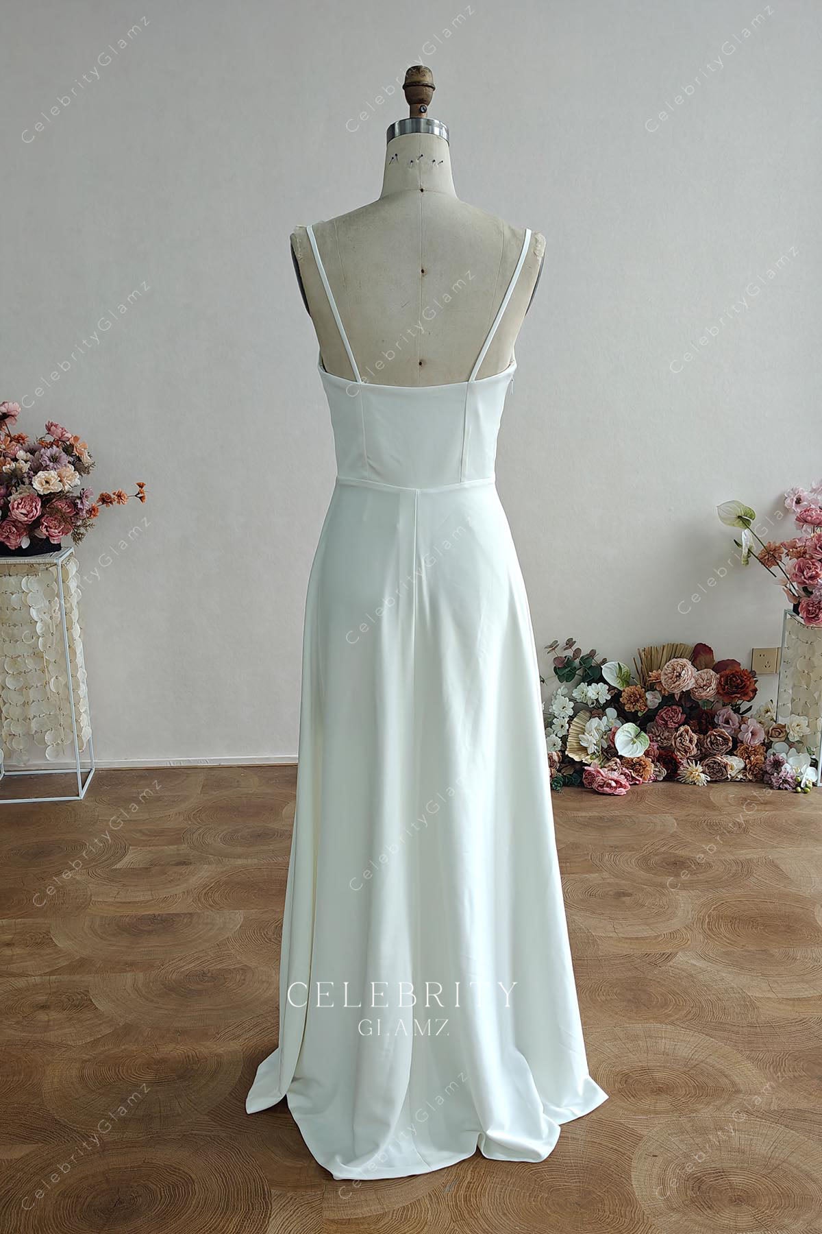 high quality satin a line bridal dress