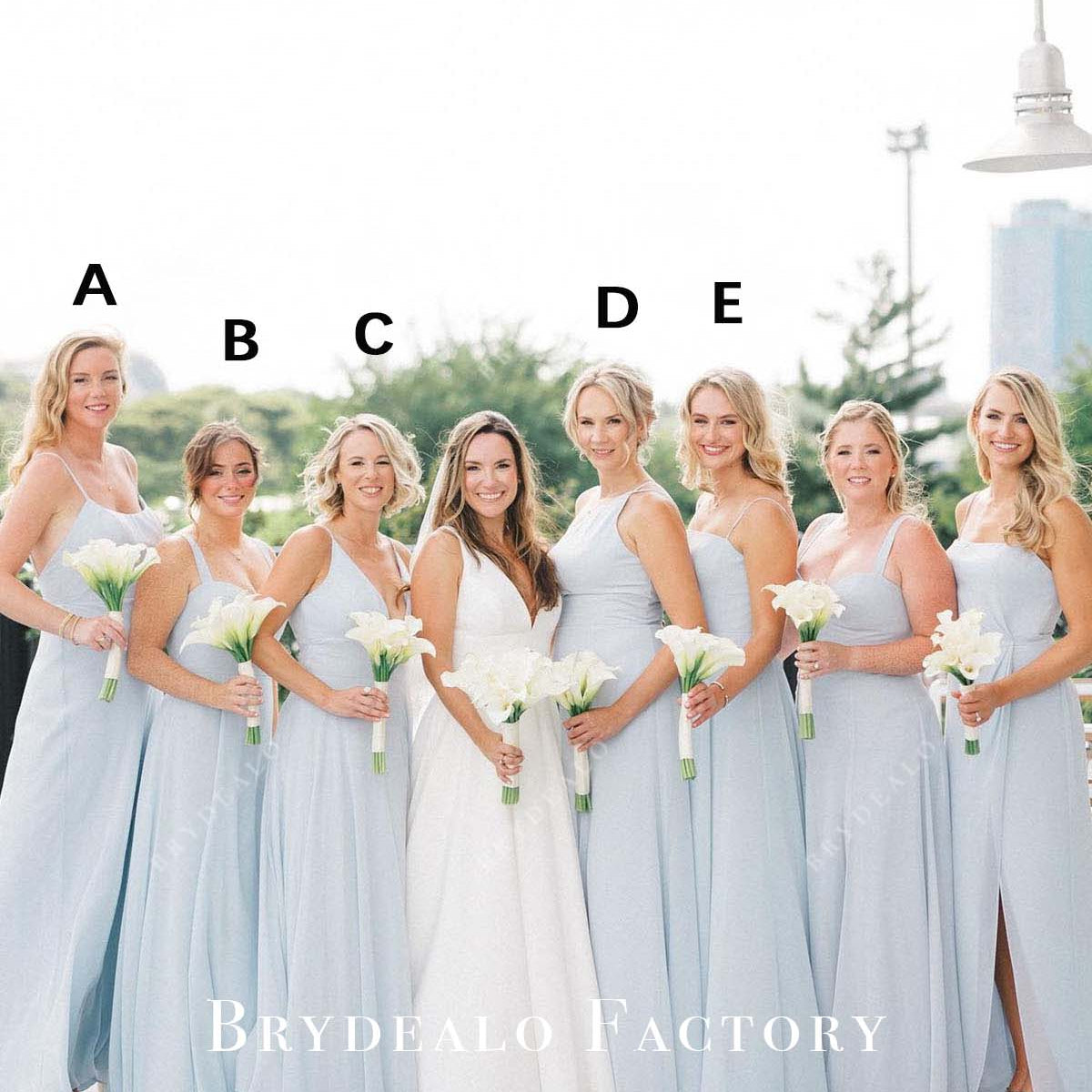 Mismatched Bridesmaid Gowns Ice Blue Floor Length Bridal Party Dress