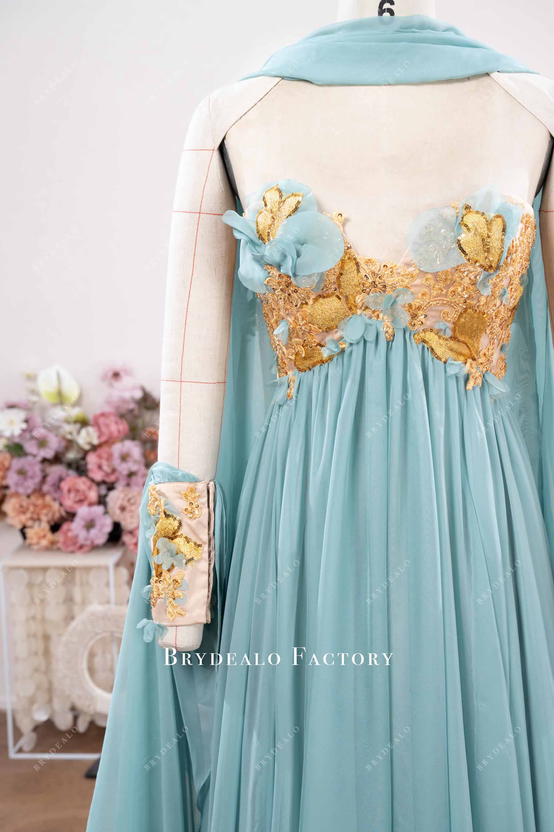 ice blue shawl formal dress
