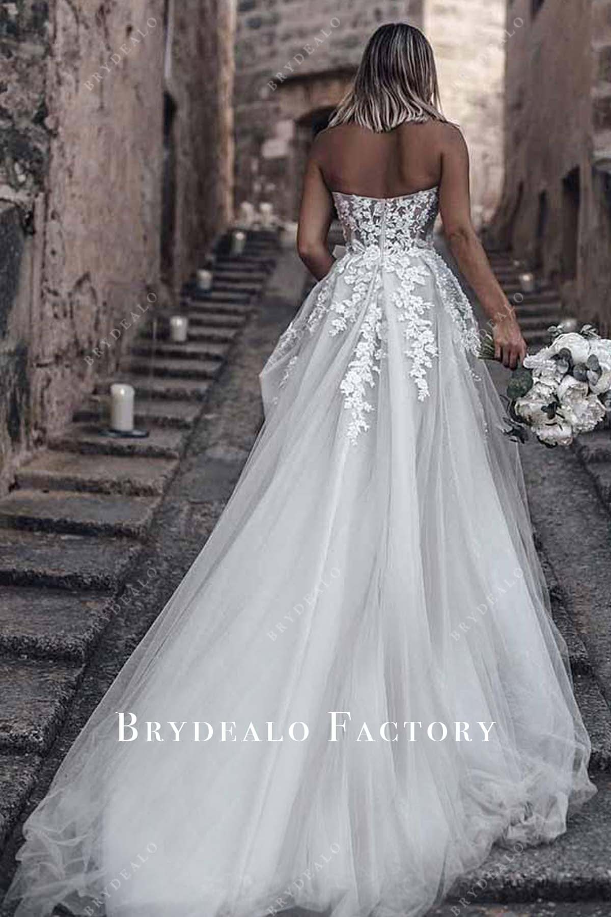 illusion back bridal dress