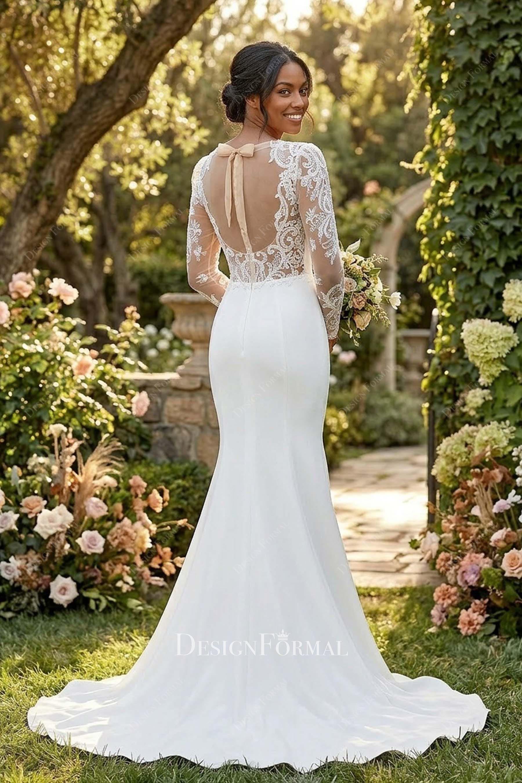 illusion back mermaid bridal dress