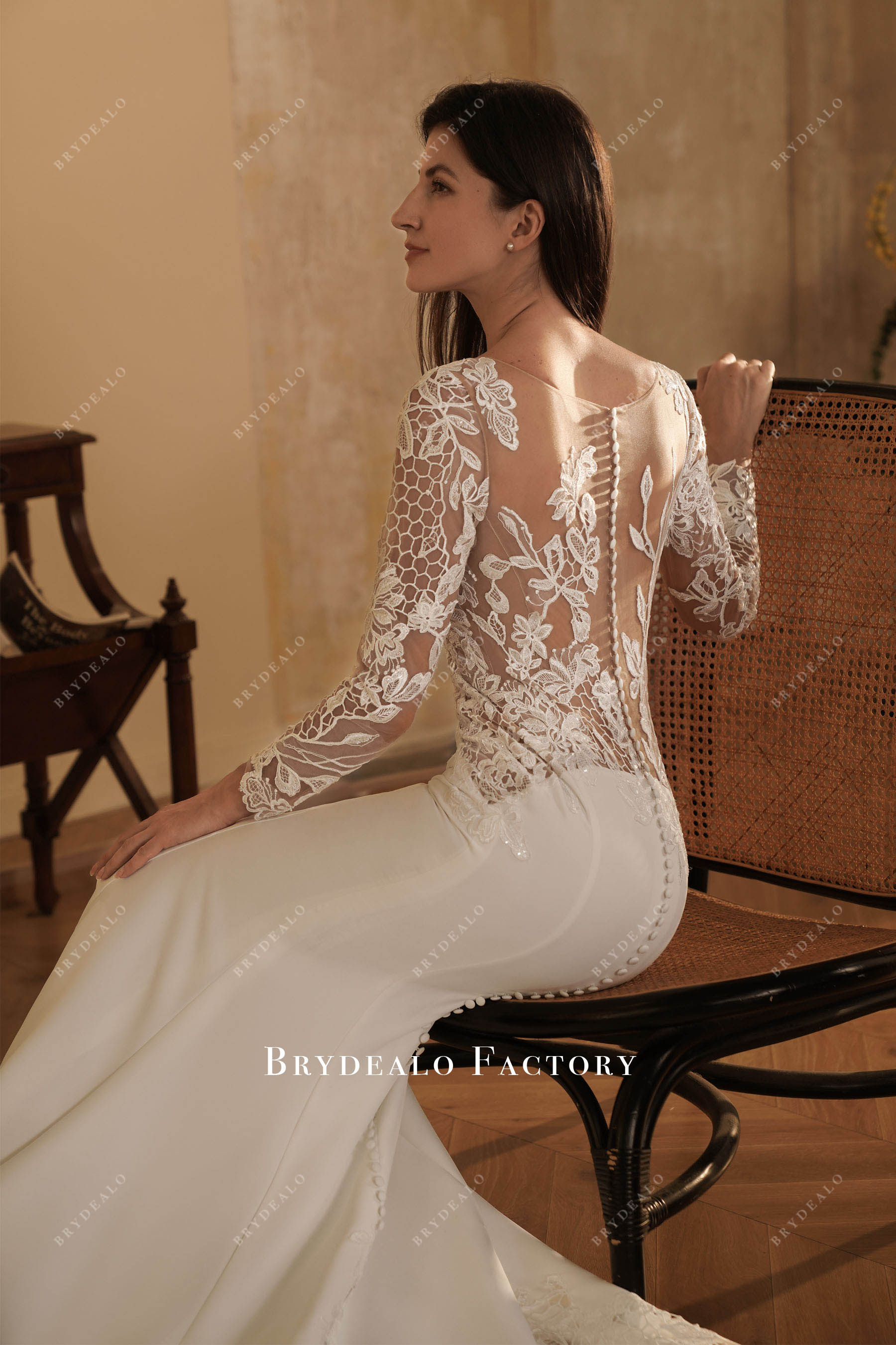 illusion back wedding dress