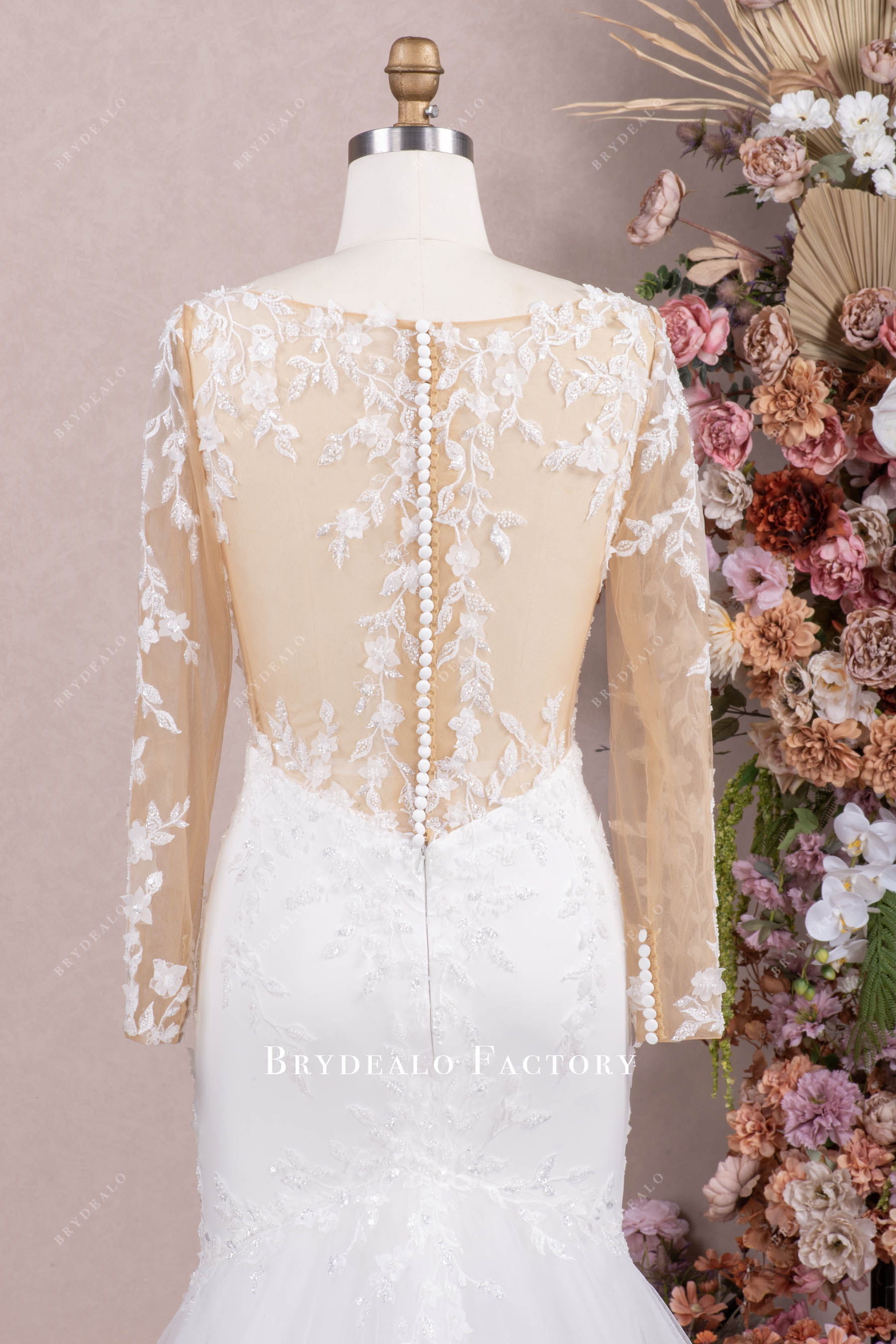 illusion beaded back wedding dress