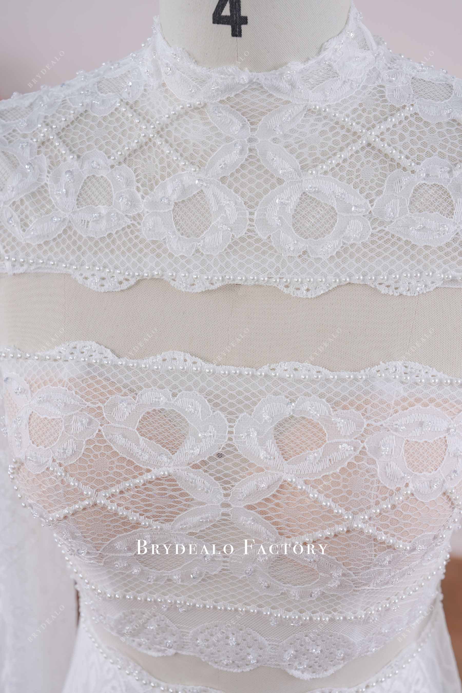 illusion bodice boho bridal dress