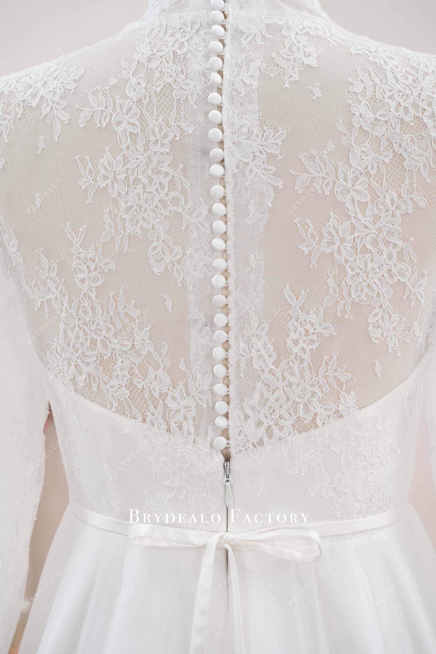illusion buttoned back wedding dress