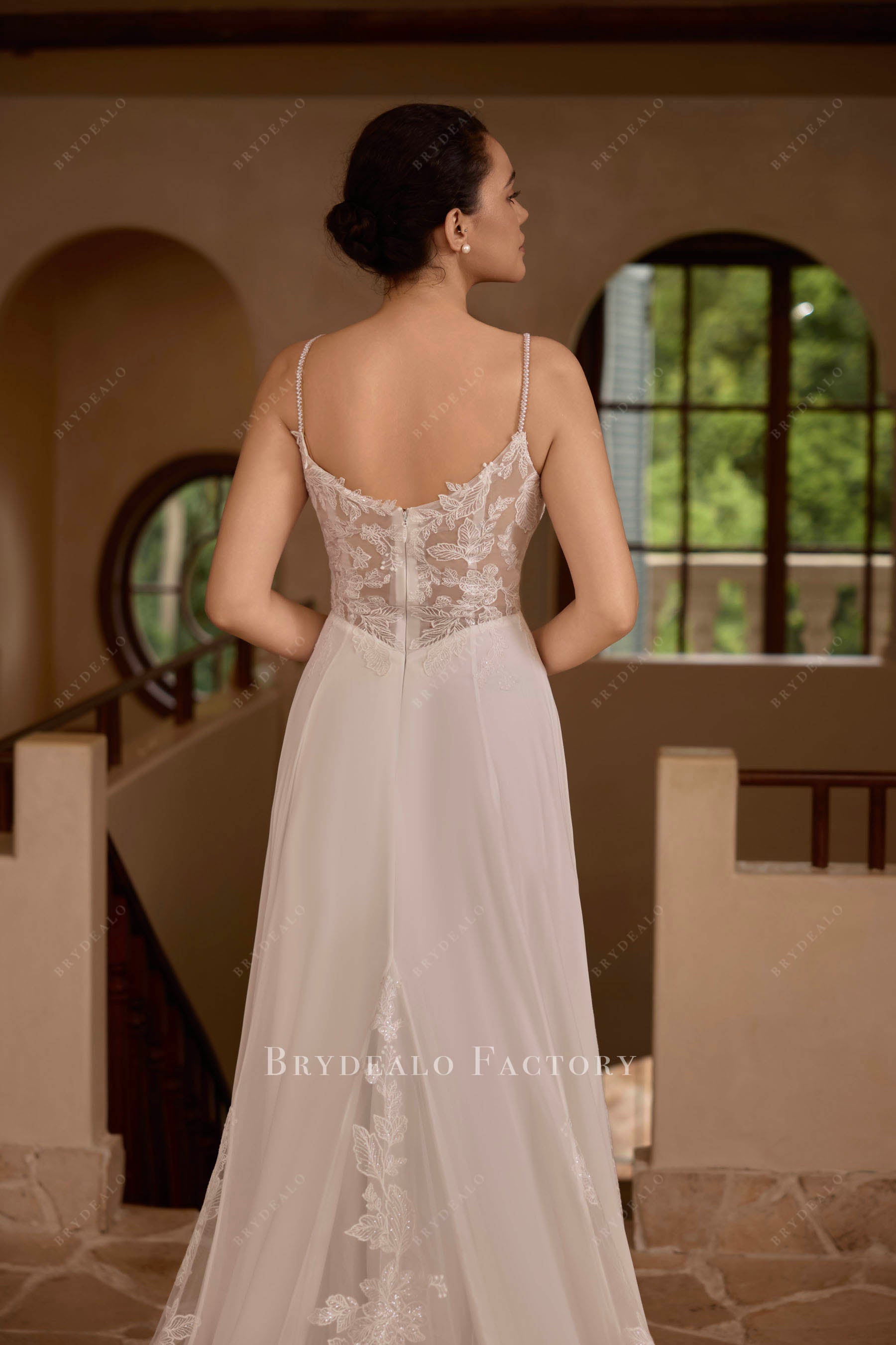 illusion lace back wedding dress