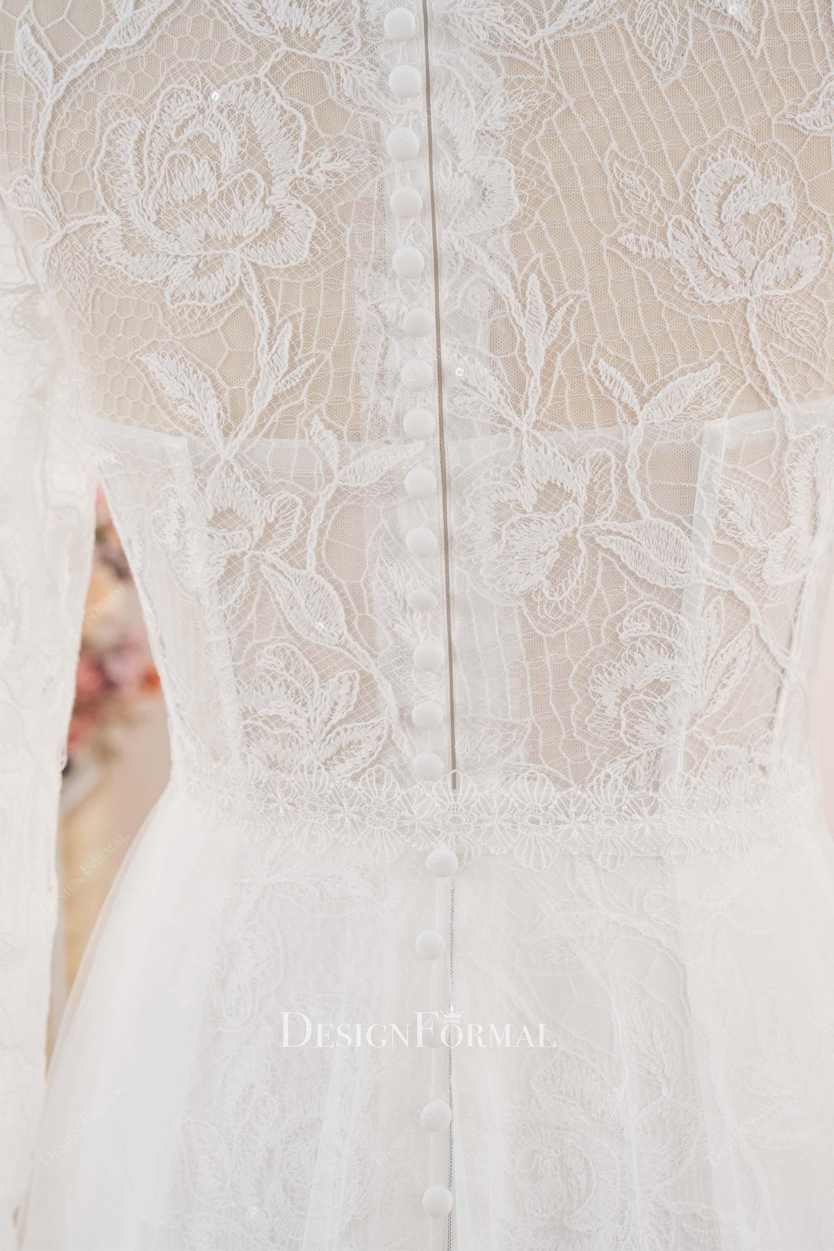 illusion lace back wedding dress