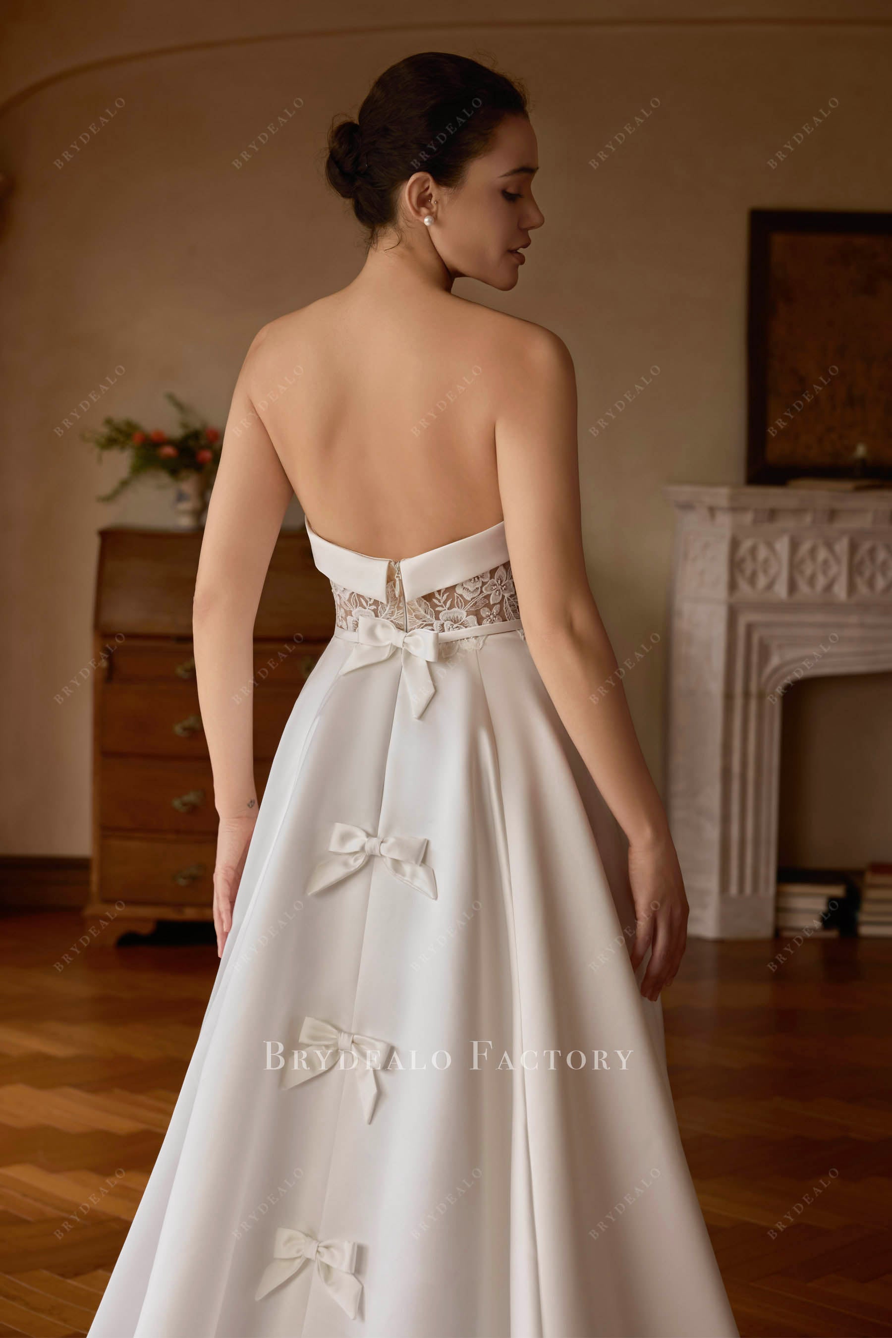 illusion lace back wedding gown